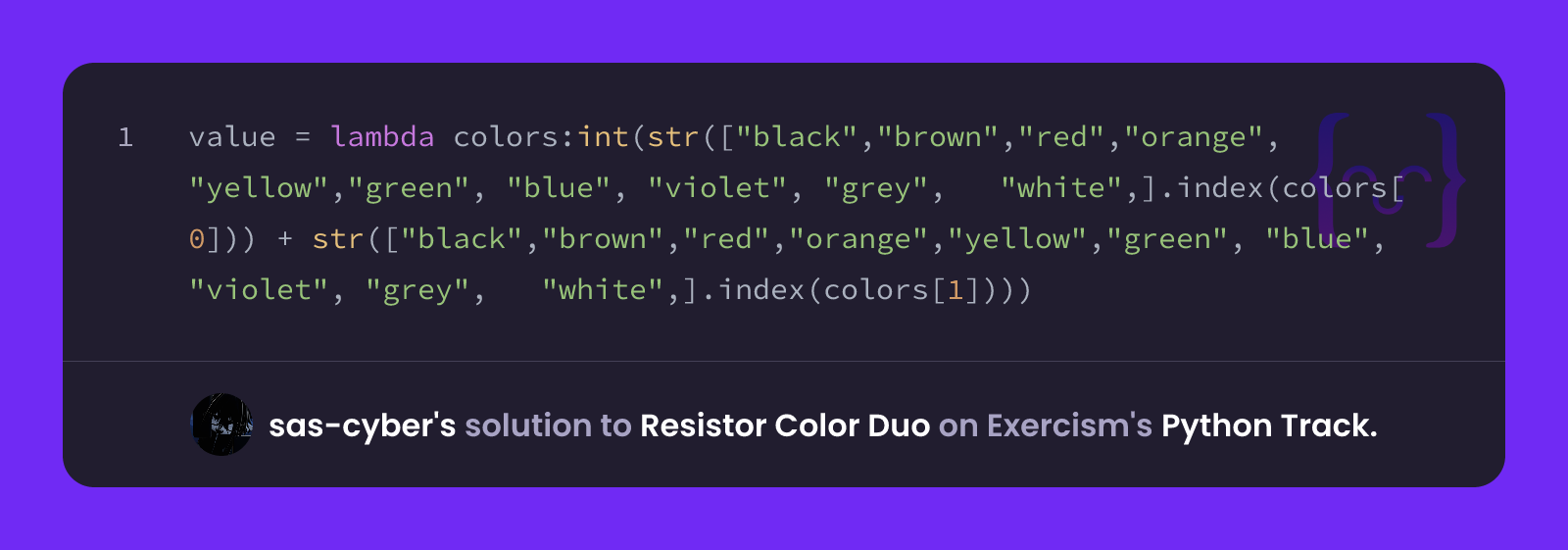 sas-cyber's solution for Resistor Color Duo in Python on Exercism