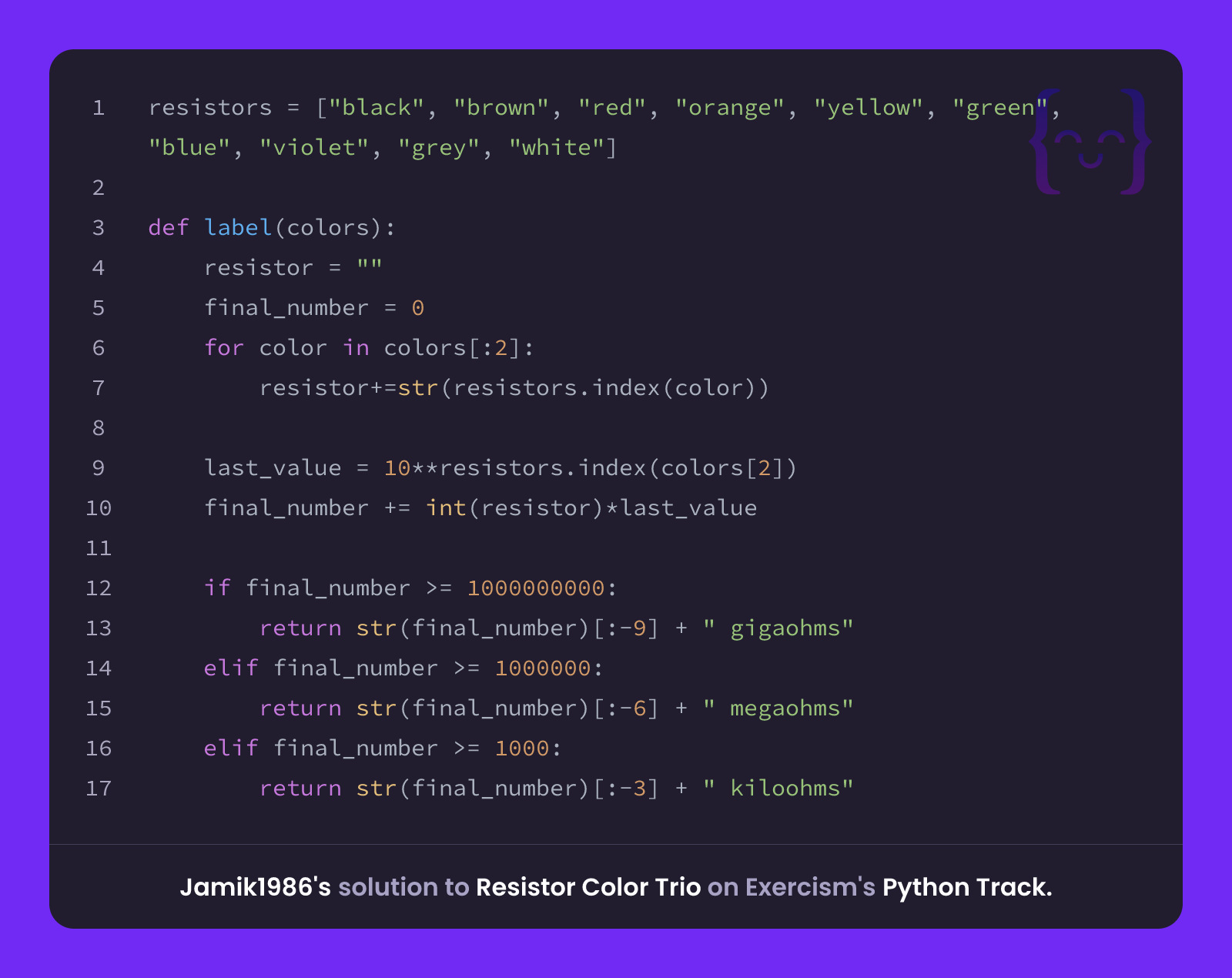 Jamik1986's solution for Resistor Color Trio in Python on Exercism