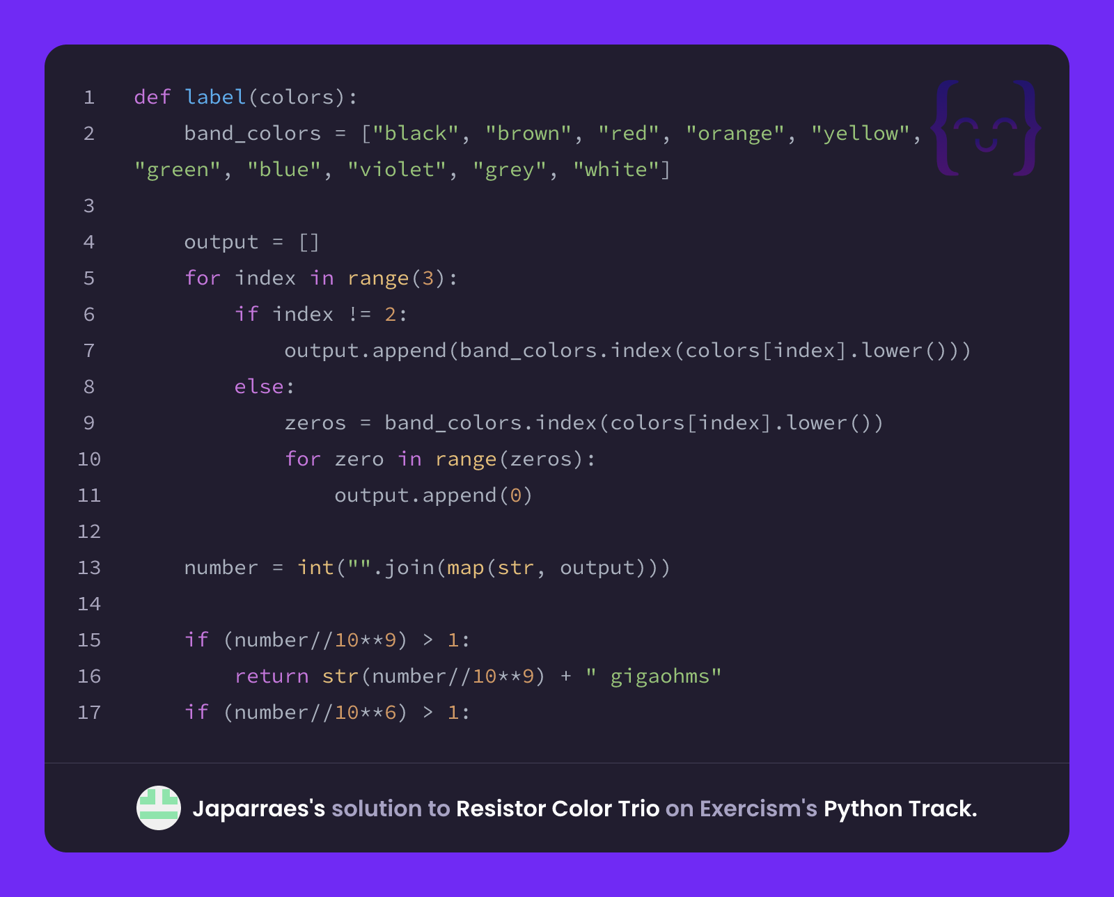 Japarraes's solution for Resistor Color Trio in Python on Exercism