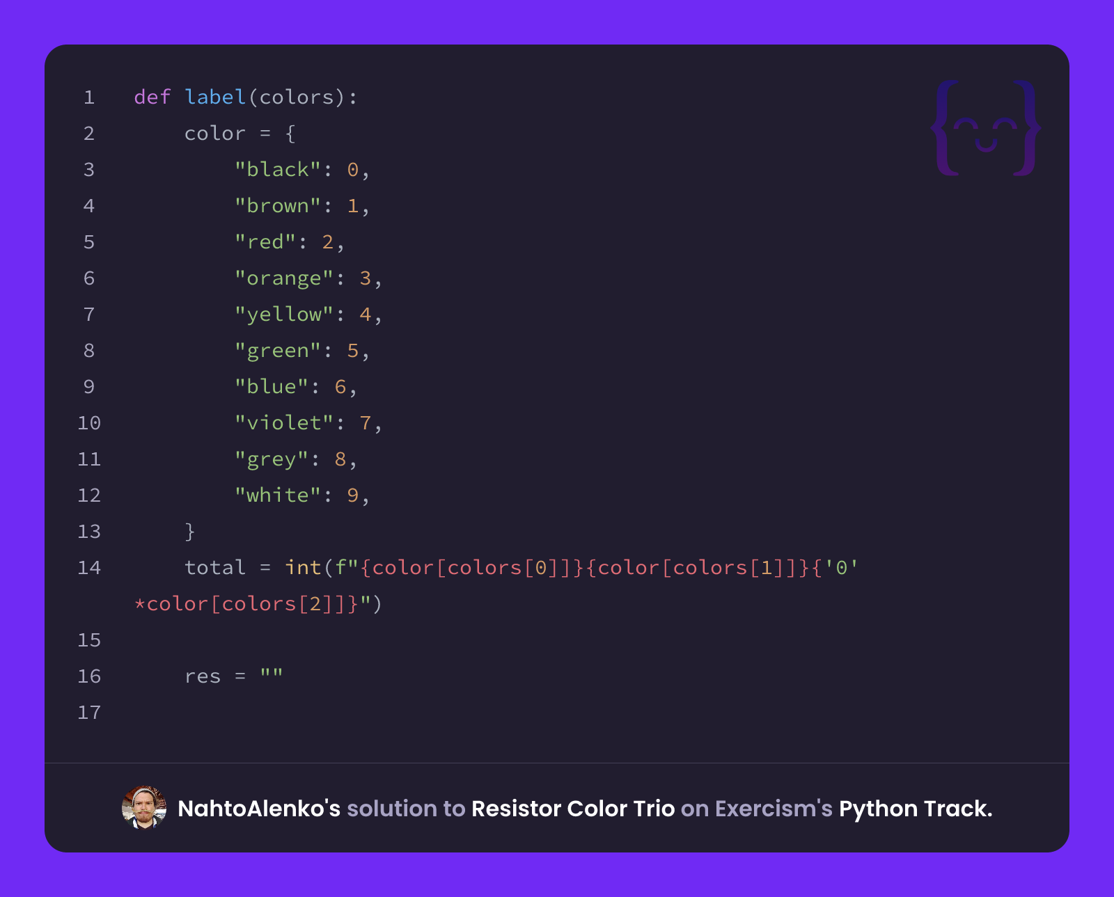 NahtoAlenko's solution for Resistor Color Trio in Python on Exercism