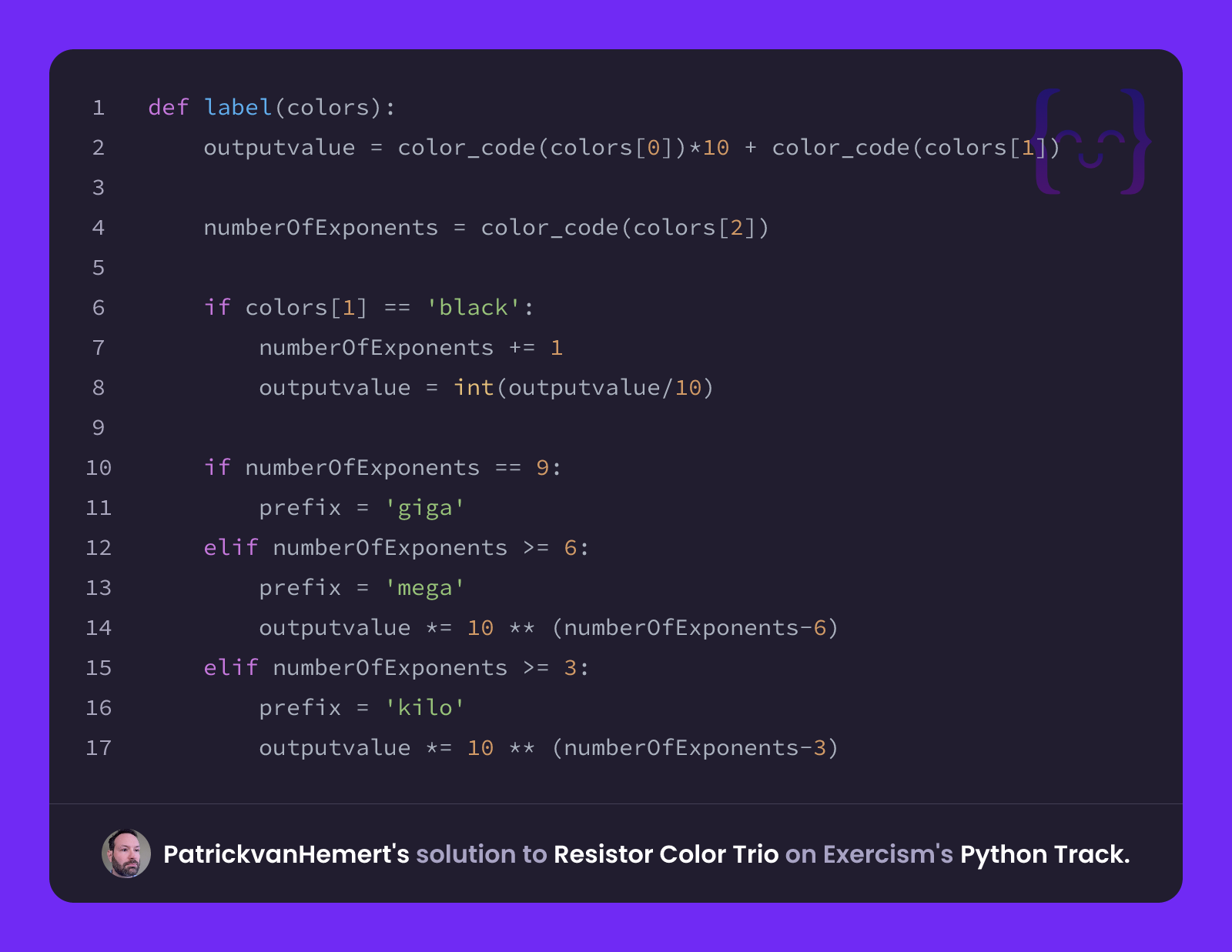 PatrickvanHemert's solution for Resistor Color Trio in Python on Exercism