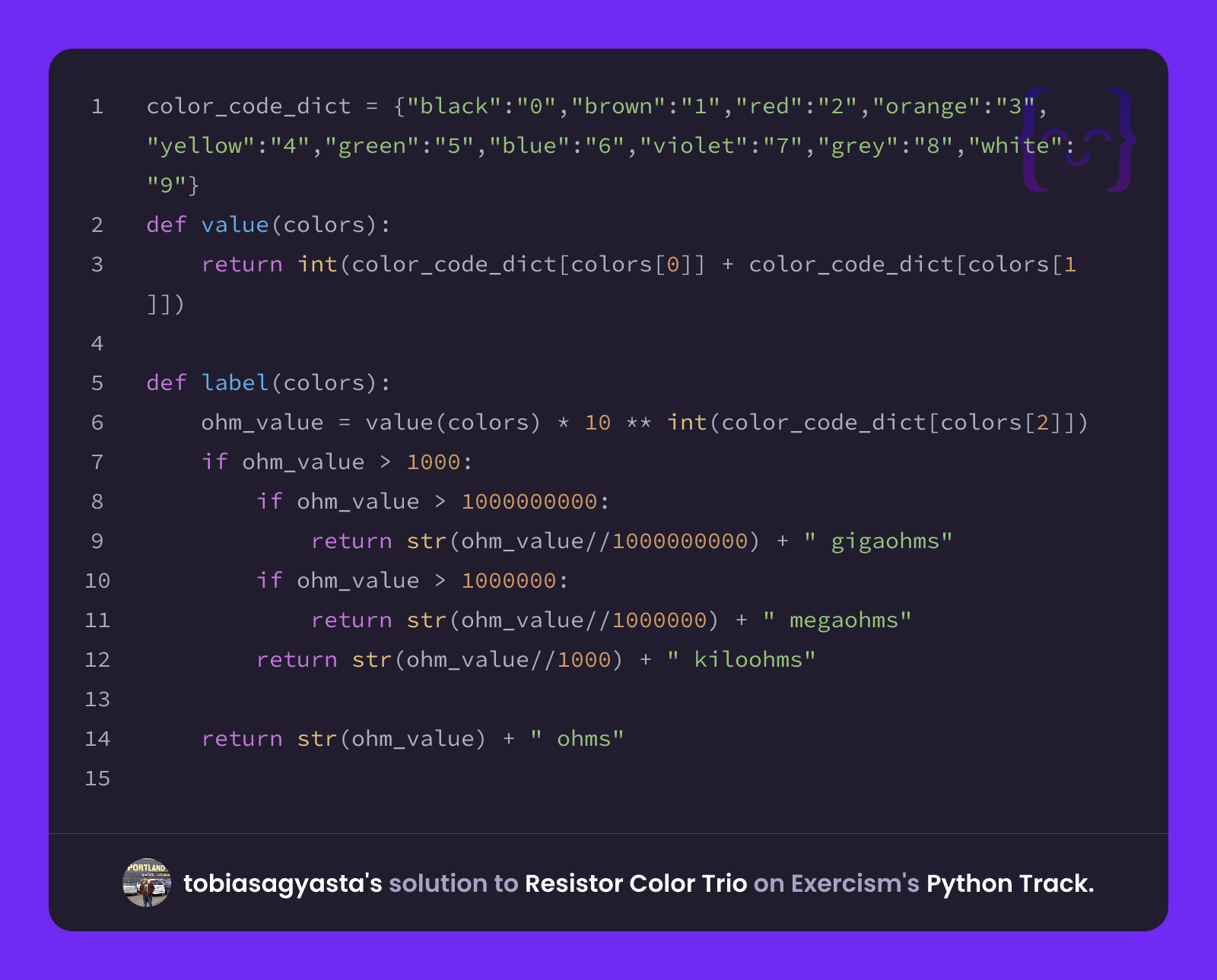 tobiasagyasta's solution for Resistor Color Trio in Python on Exercism