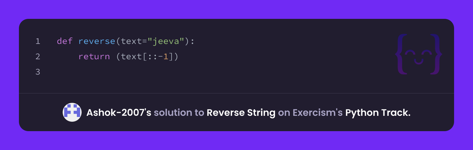 Ashok-2007's solution for Reverse String in Python on Exercism
