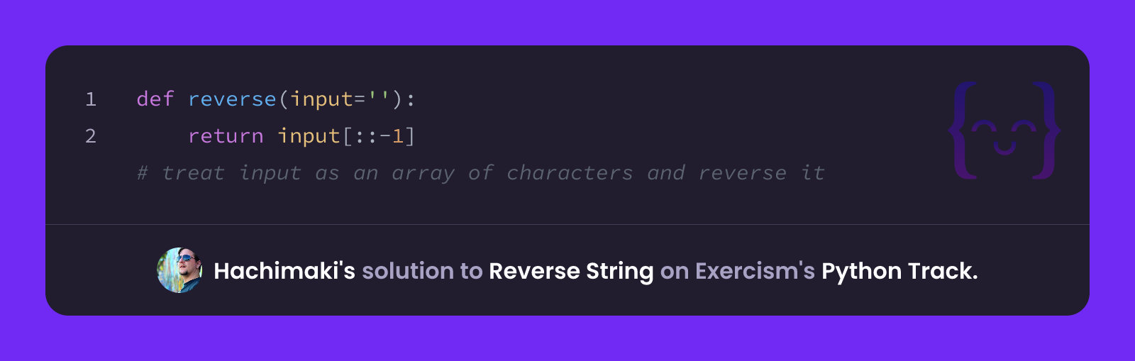Hachimaki's solution for Reverse String in Python on Exercism