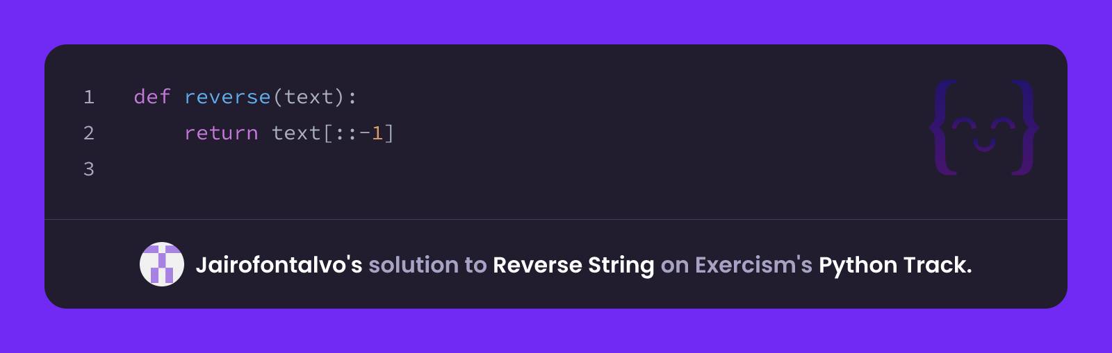 Jairofontalvo's solution for Reverse String in Python on Exercism