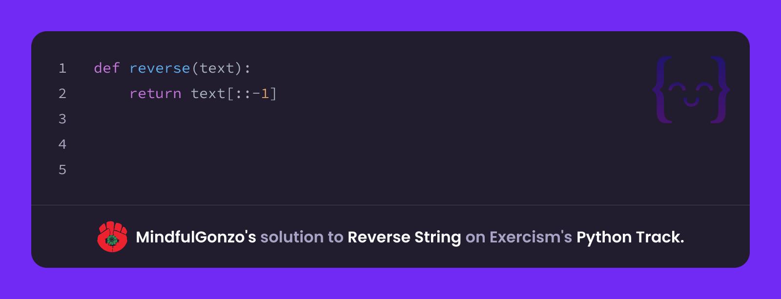 MindfulGonzo's solution for Reverse String in Python on Exercism