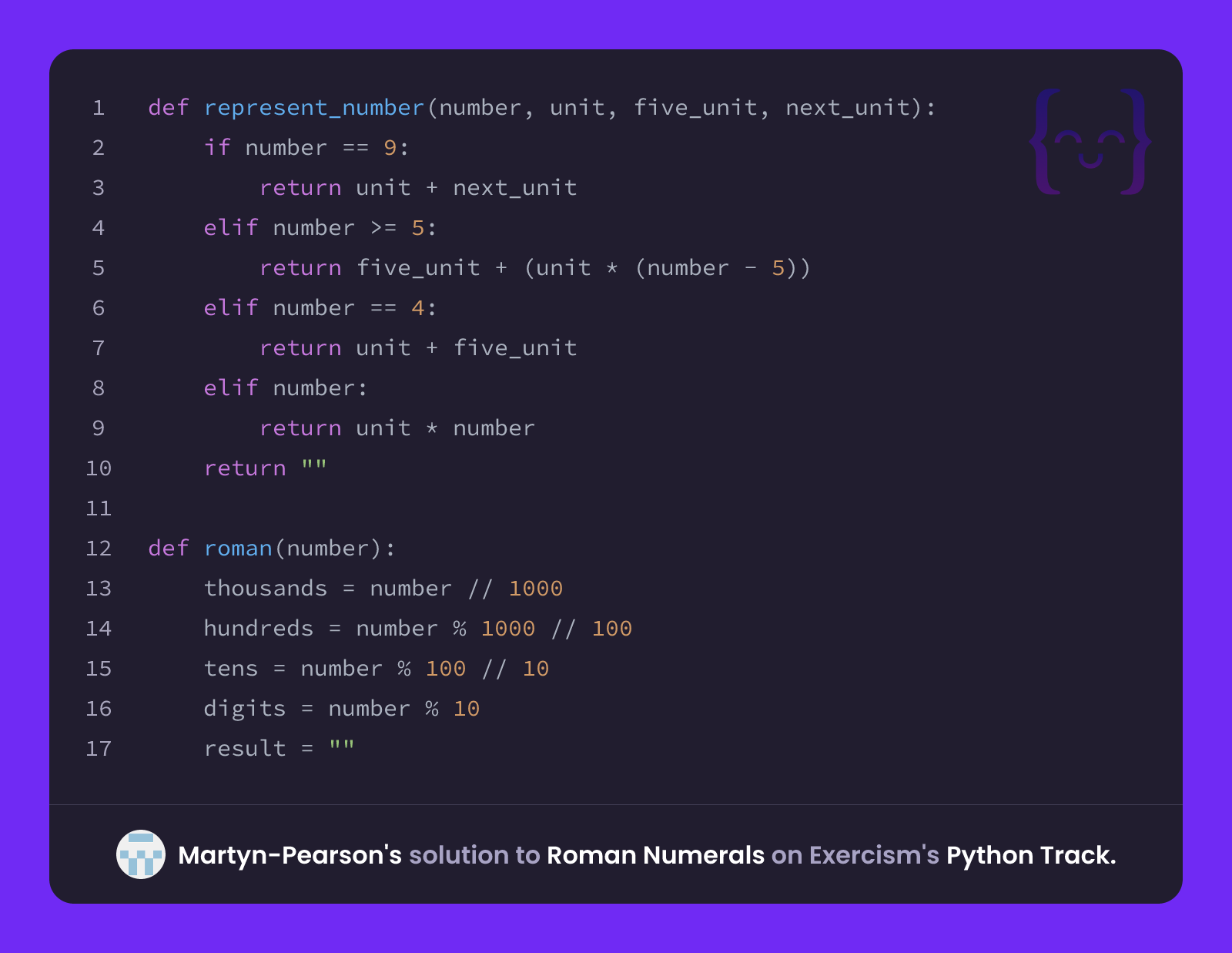 Martyn-Pearson's solution for Roman Numerals in Python on Exercism