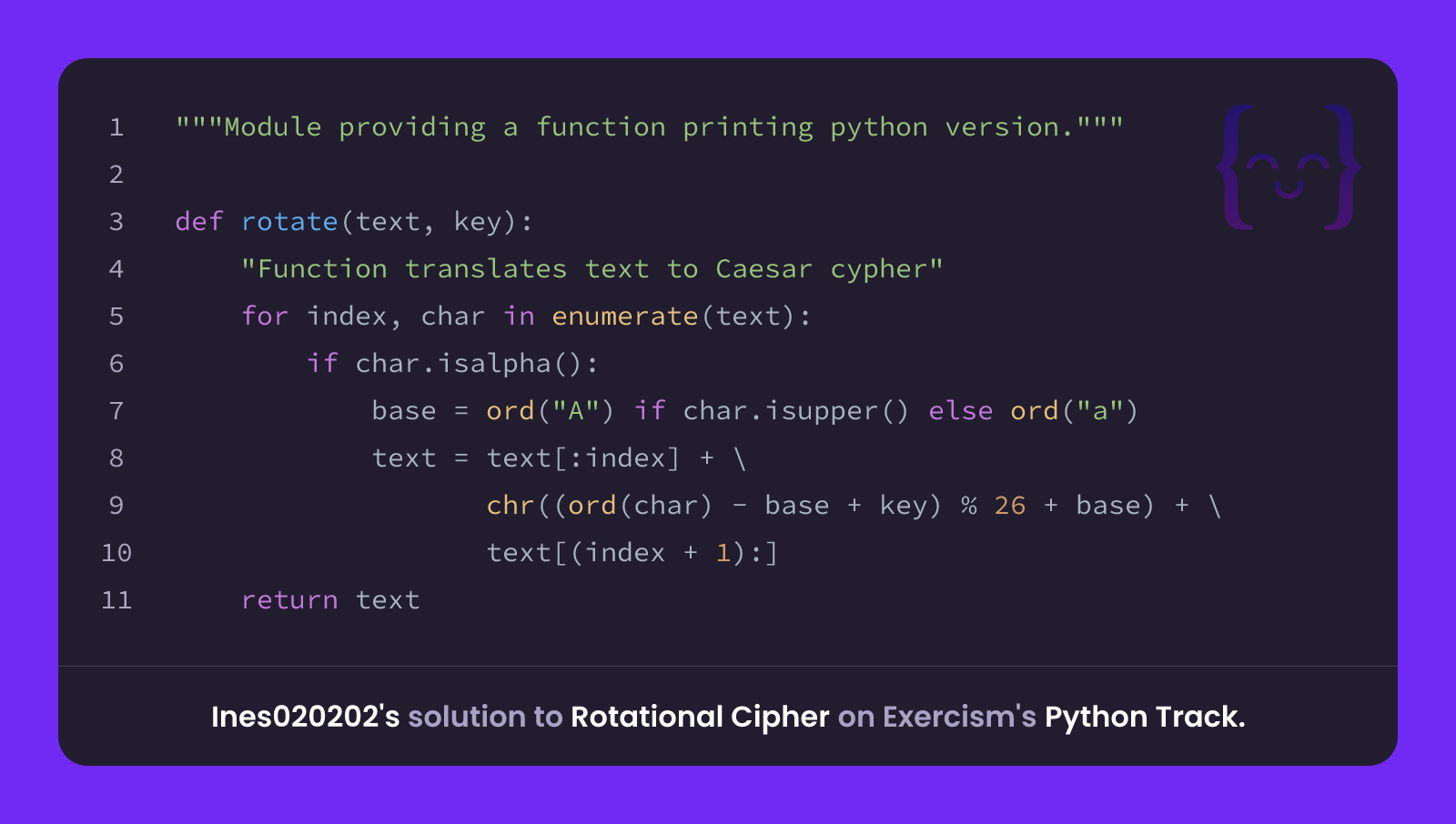 Ines020202's solution for Rotational Cipher in Python on Exercism