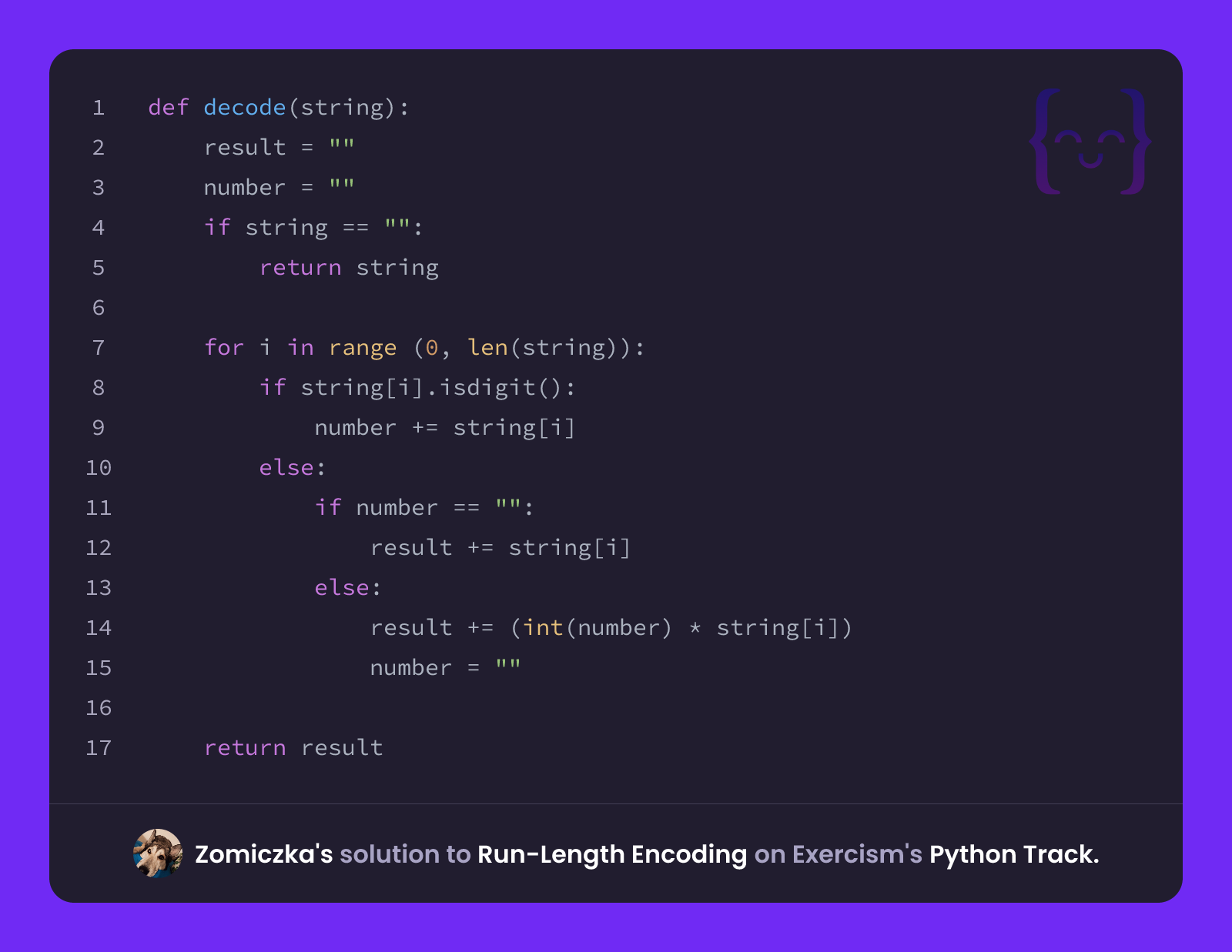 Zomiczka's solution for Run-Length Encoding in Python on Exercism