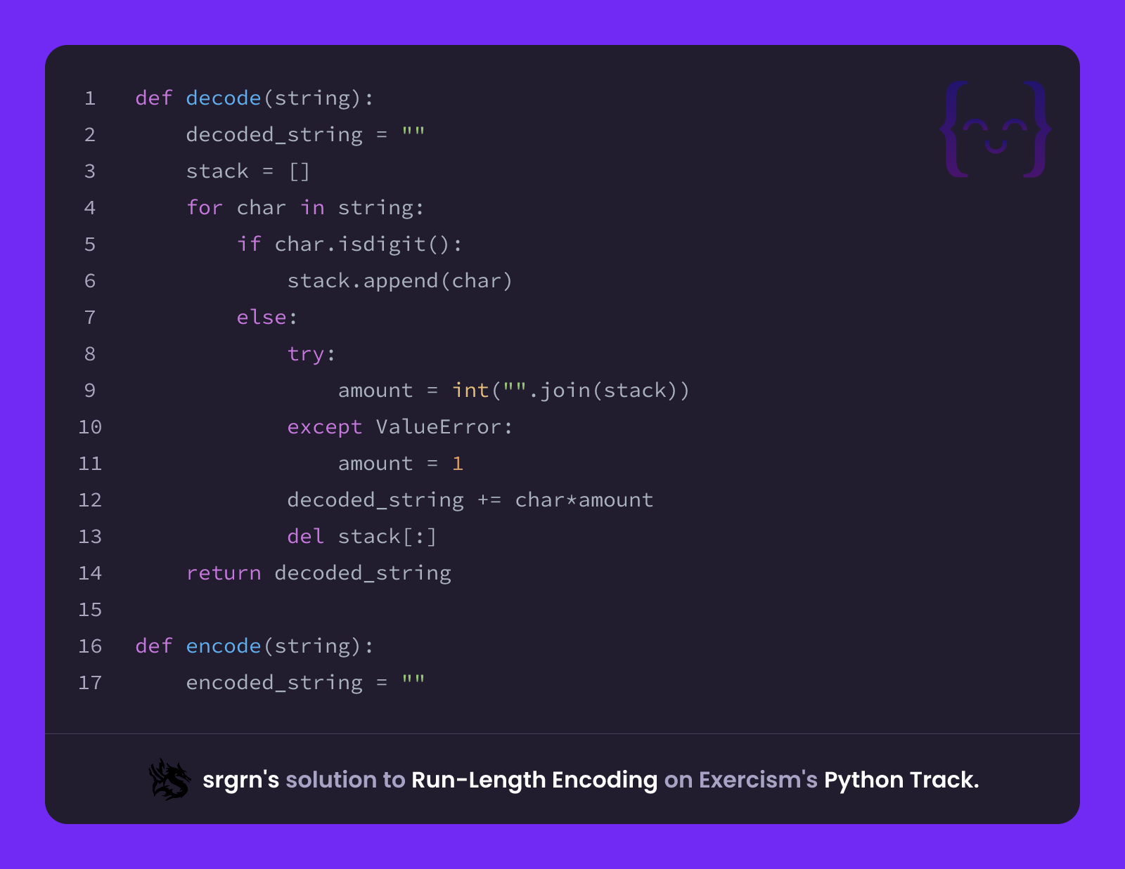 srgrn's solution for Run-Length Encoding in Python on Exercism