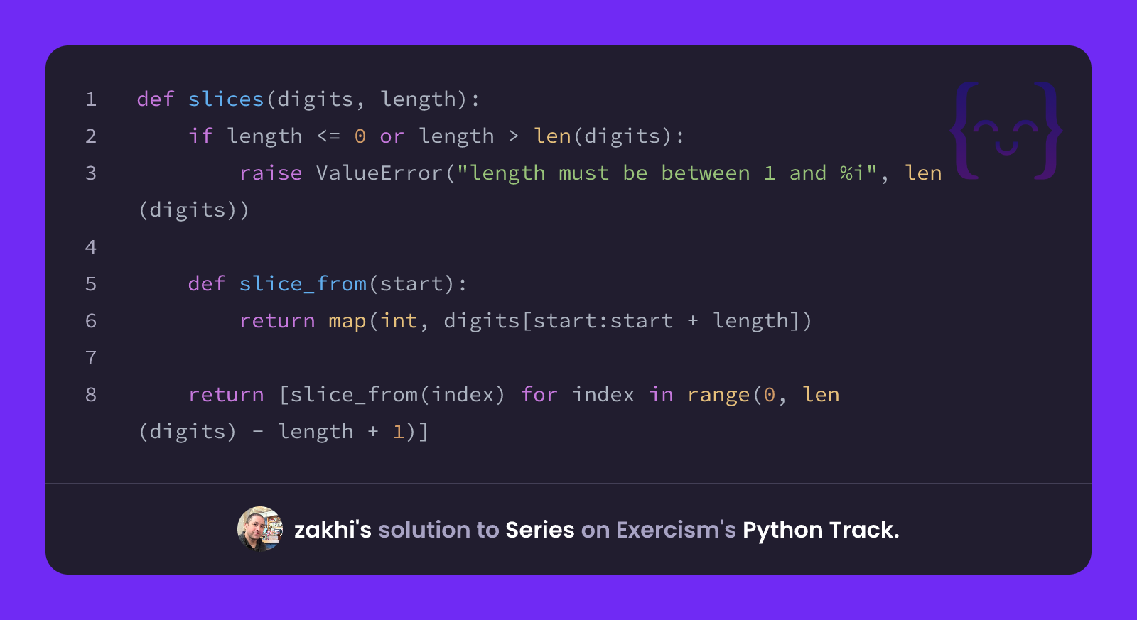 zakhi's solution for Series in Python on Exercism
