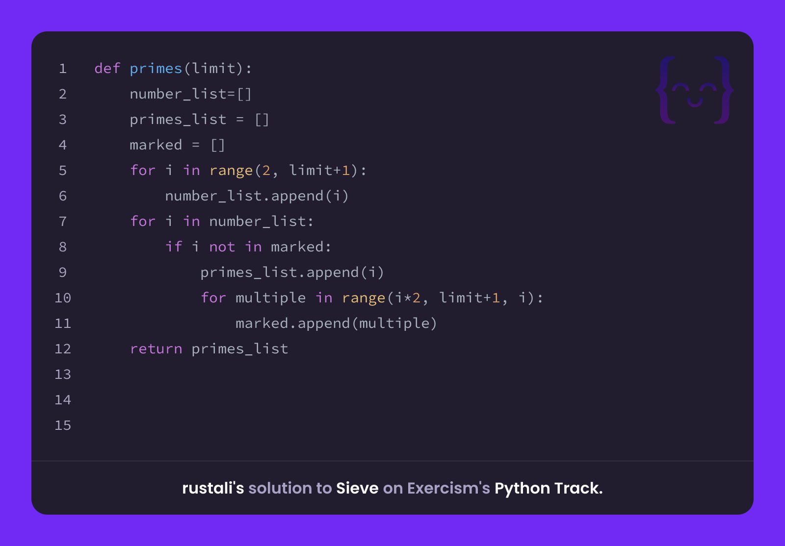 rustali's solution for Sieve in Python on Exercism