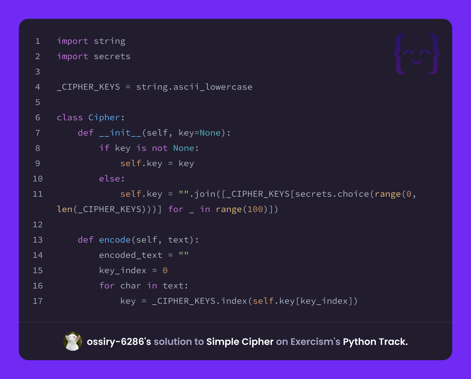 ossiry-6286's solution for Simple Cipher in Python on Exercism