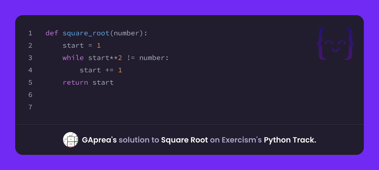 GAprea's solution for Square Root in Python on Exercism