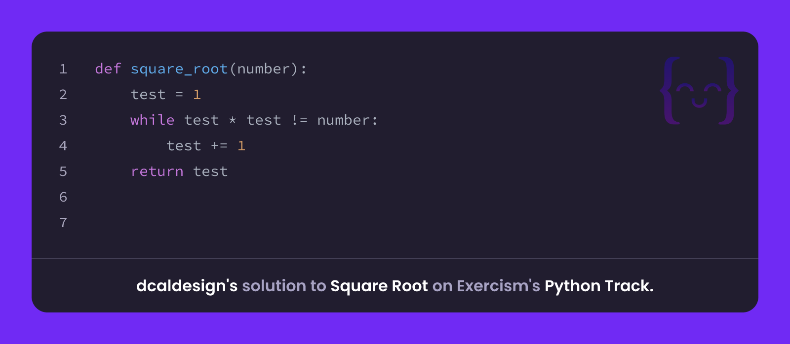 dcaldesign's solution for Square Root in Python on Exercism