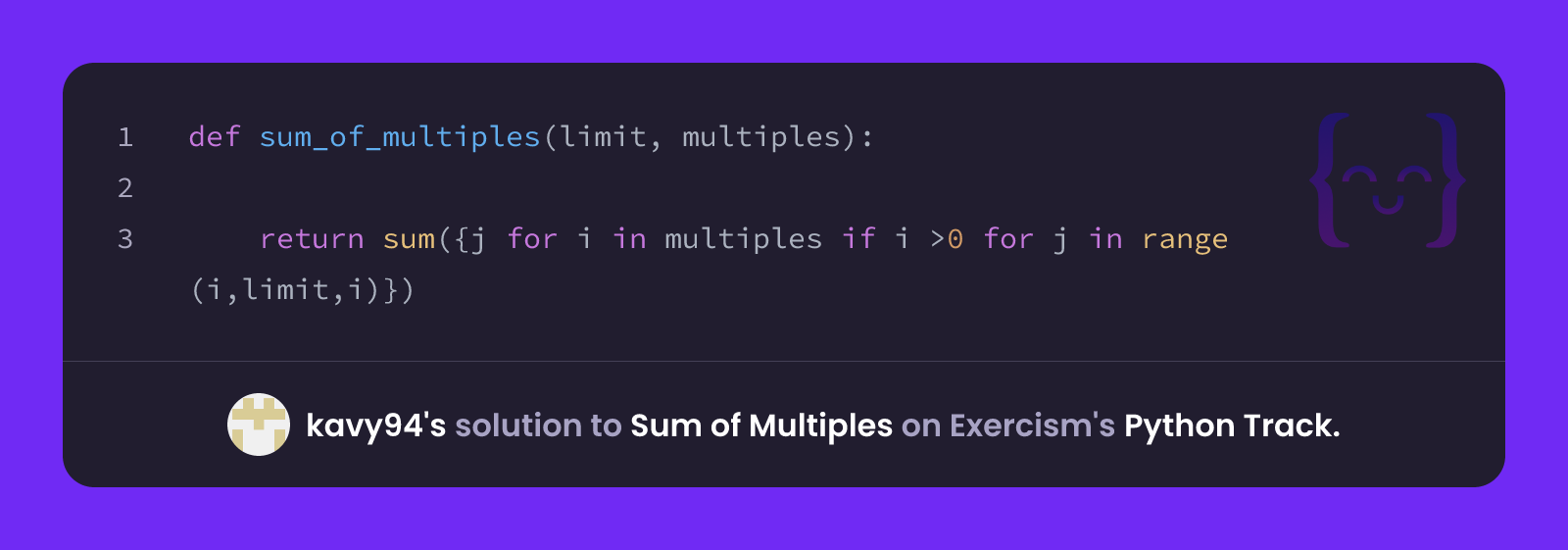 kavy94's solution for Sum of Multiples in Python on Exercism