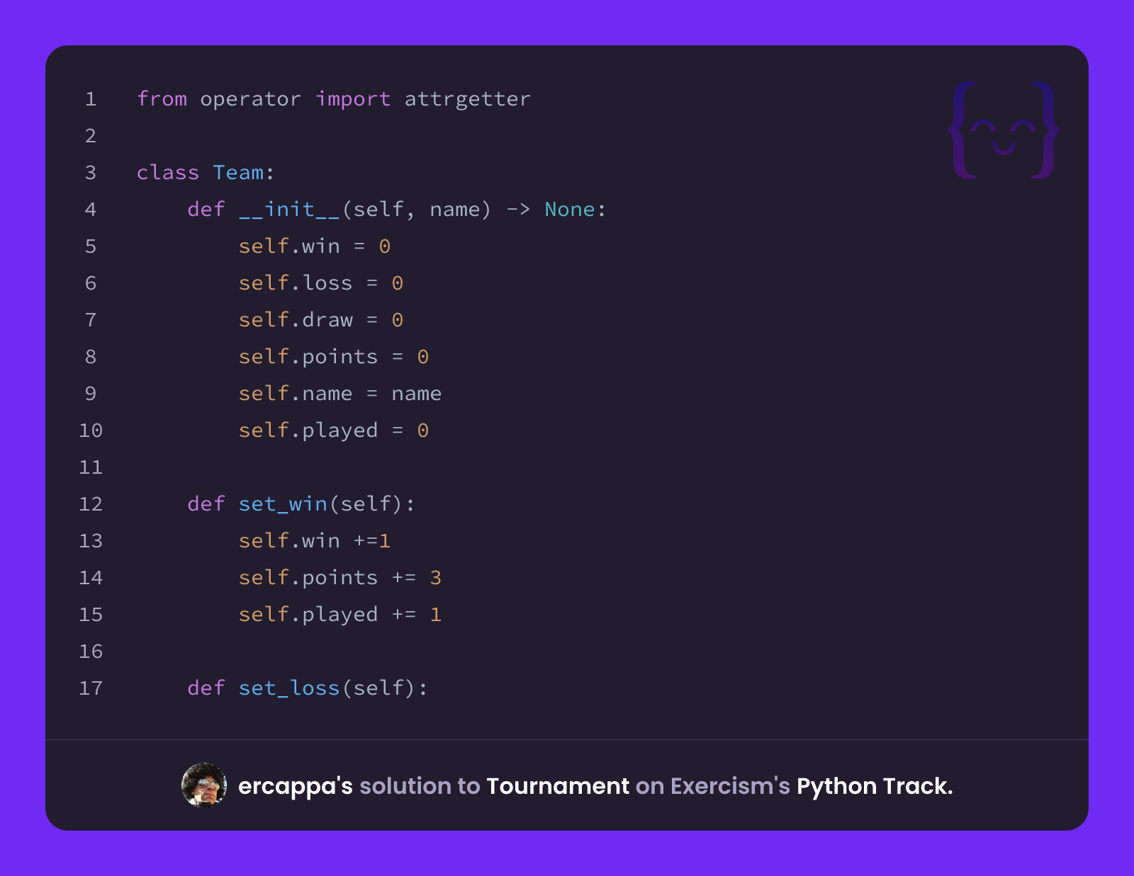 ercappa's solution for Tournament in Python on Exercism