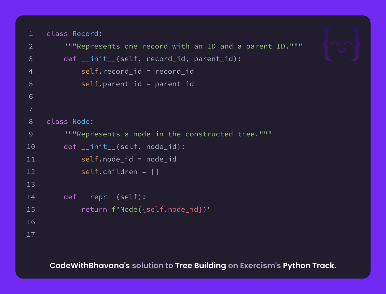 CodeWithBhavana's solution for Tree Building in Python on Exercism