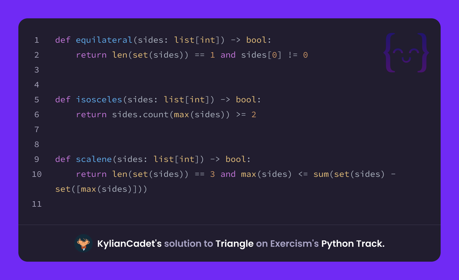 KylianCadet's solution for Triangle in Python on Exercism