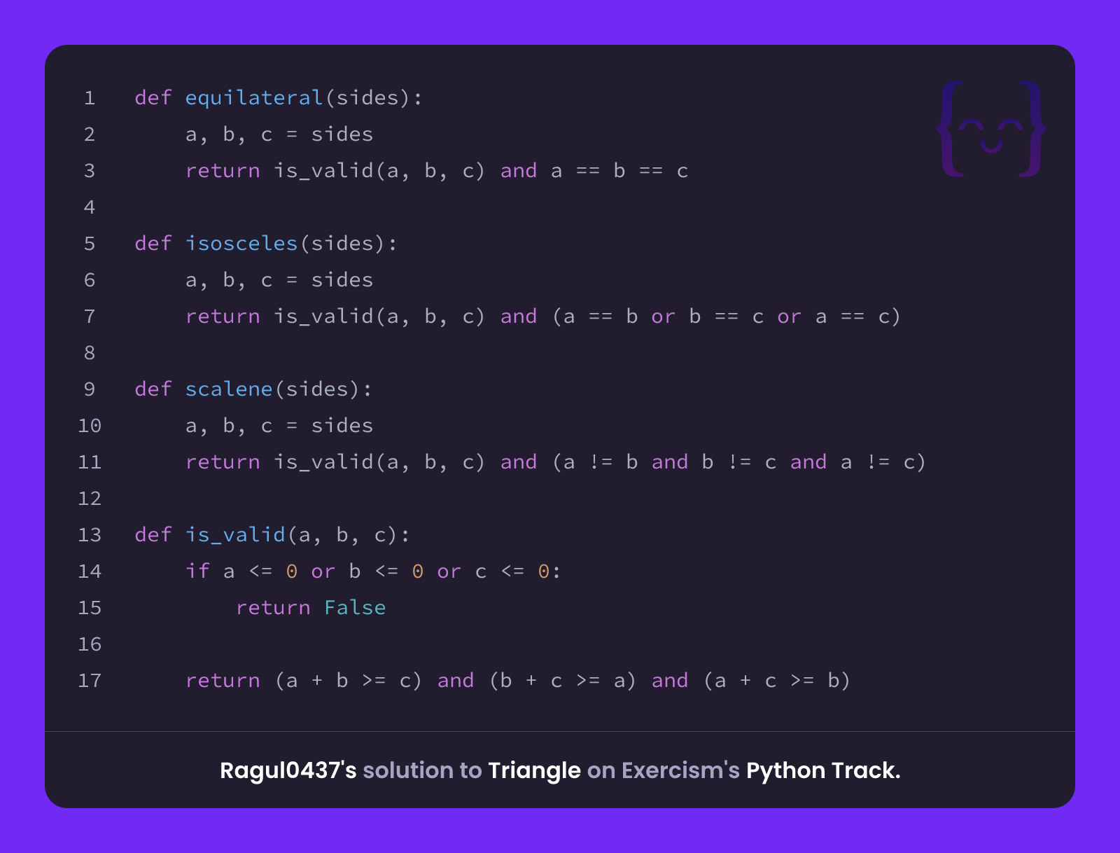 Ragul0437's solution for Triangle in Python on Exercism