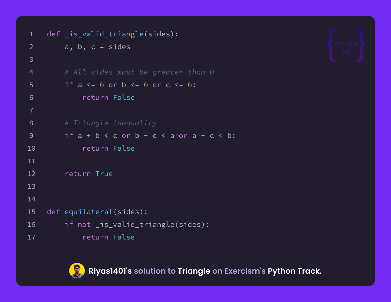 Triangle Problem Python Code Riyas1401's solution for Triangle in Python on Exercism