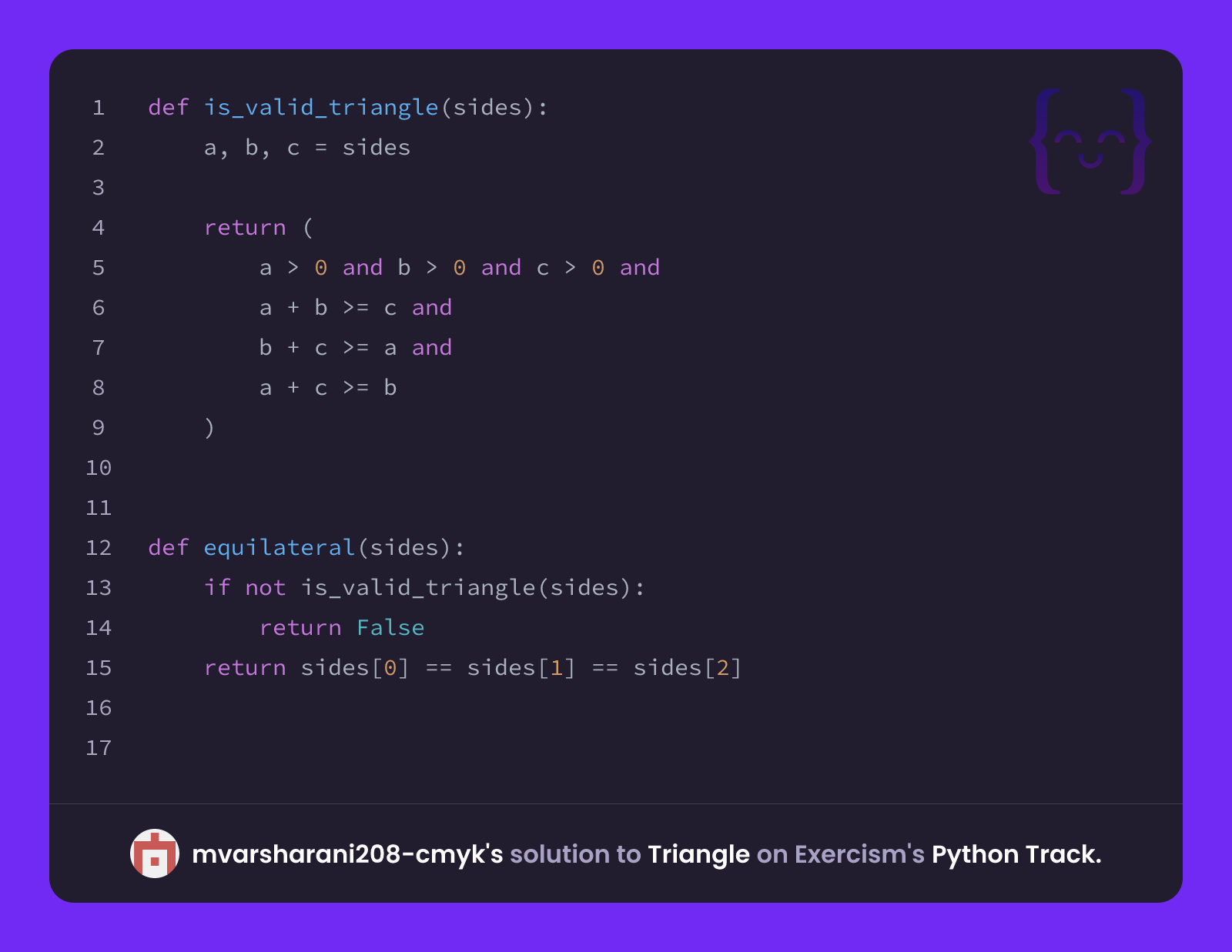 mvarsharani208-cmyk's solution for Triangle in Python on Exercism