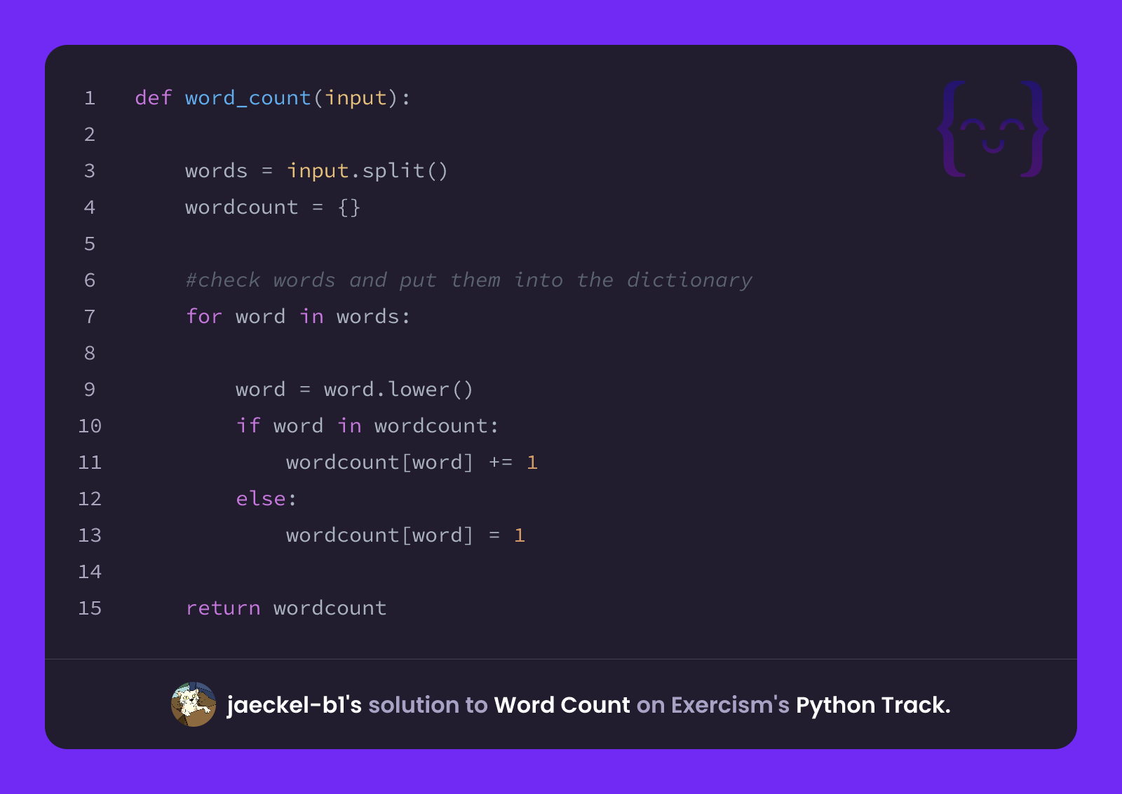 jaeckel-b1's solution for Word Count in Python on Exercism
