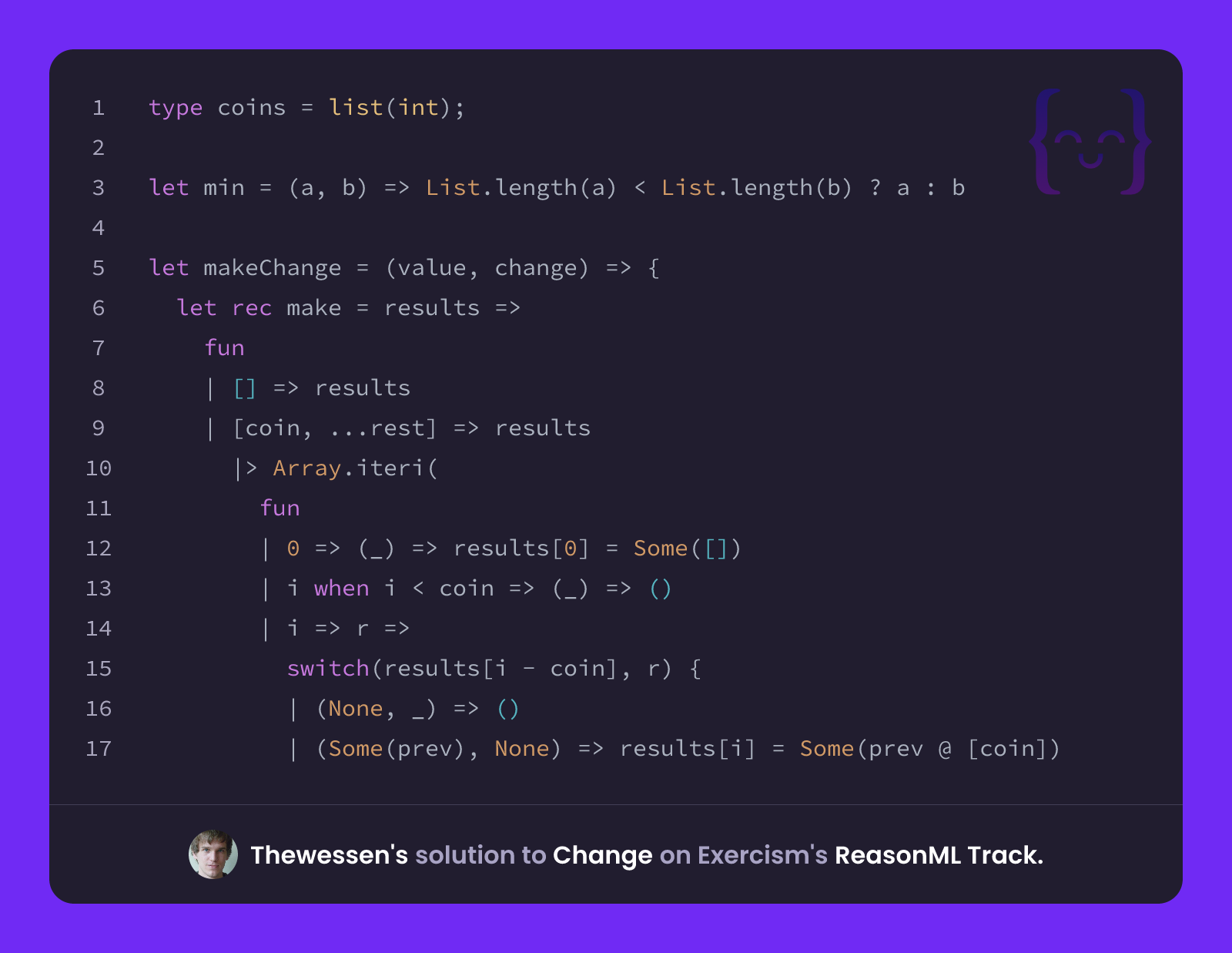 Thewessen's solution for Change in ReasonML on Exercism