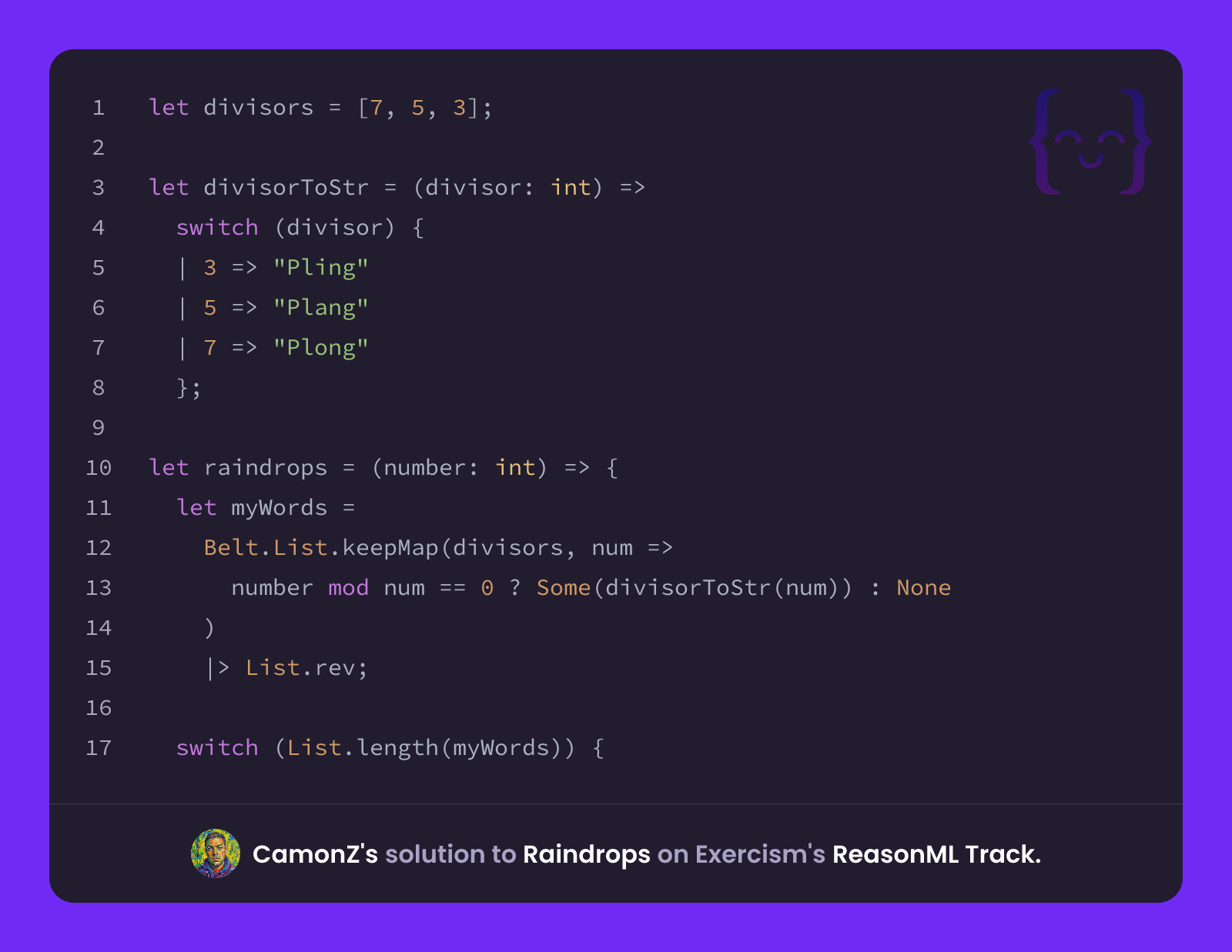 CamonZ's solution for Raindrops in ReasonML on Exercism