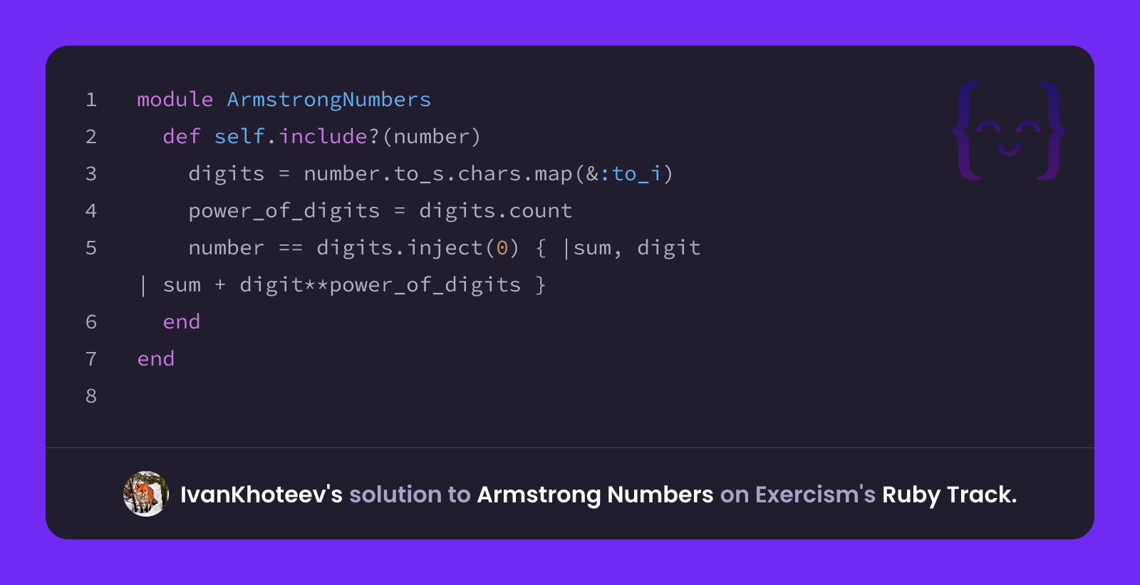 IvanKhoteev's solution for Armstrong Numbers in Ruby on Exercism