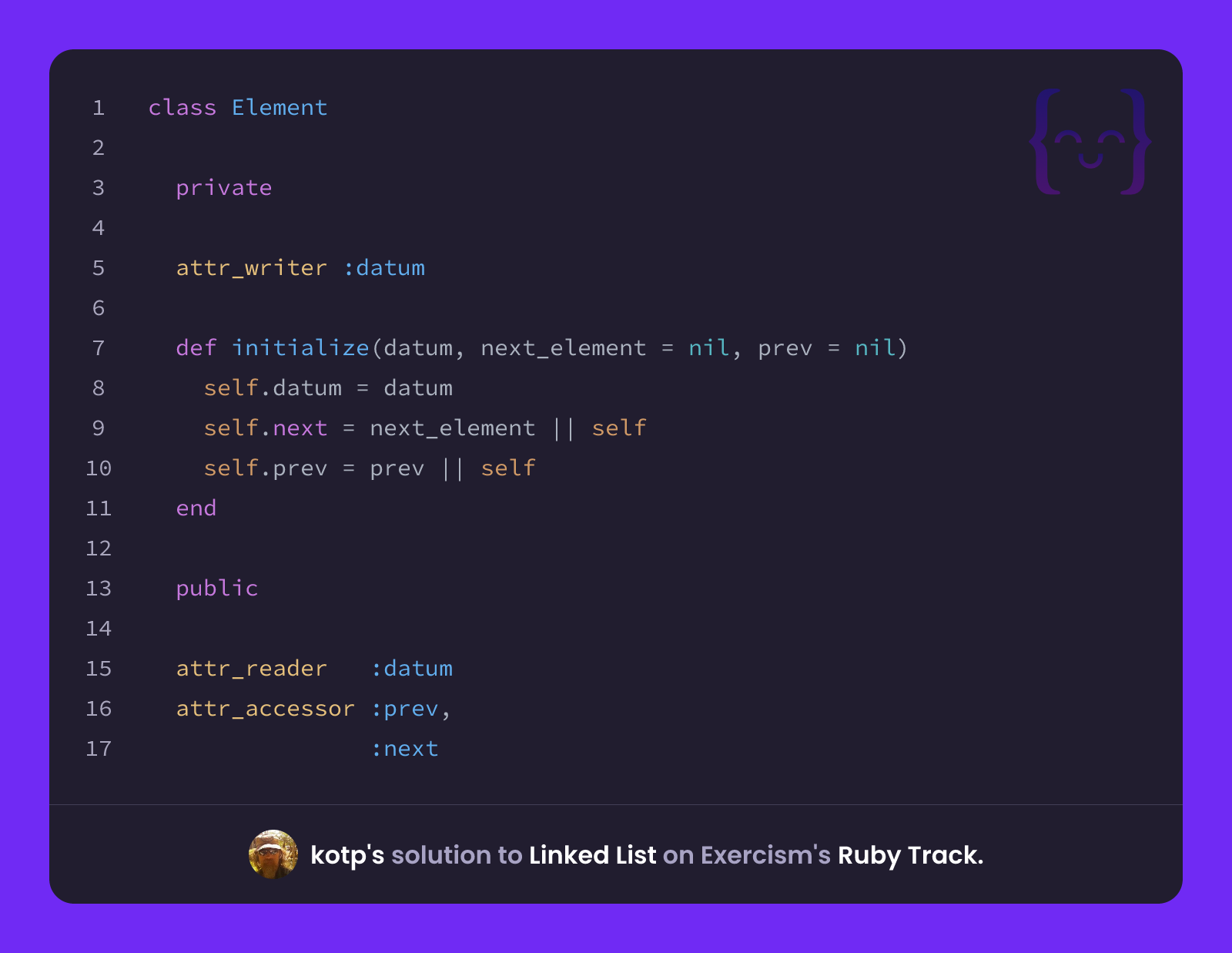 kotp's solution for Linked List in Ruby on Exercism