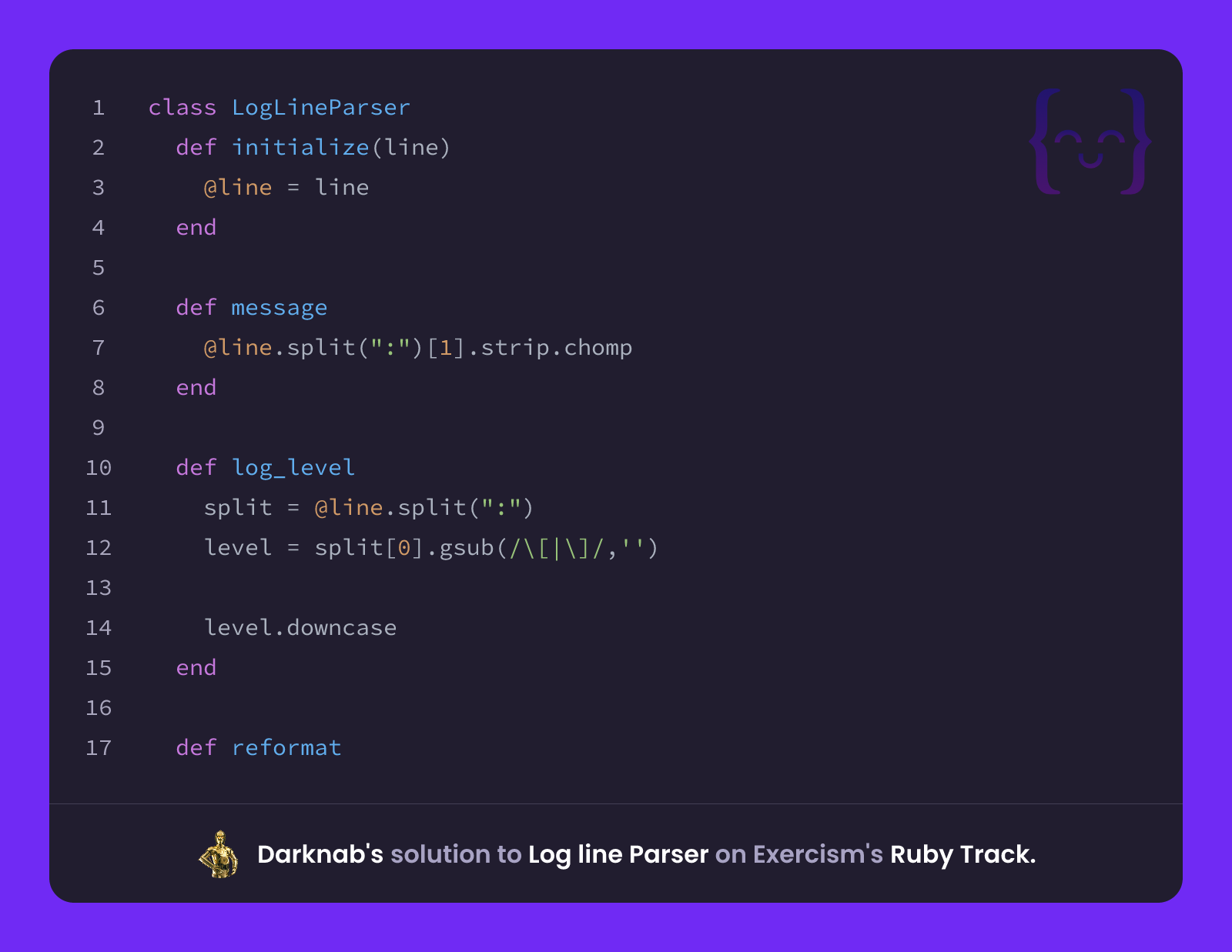 Darknab's solution for Log line Parser in Ruby on Exercism