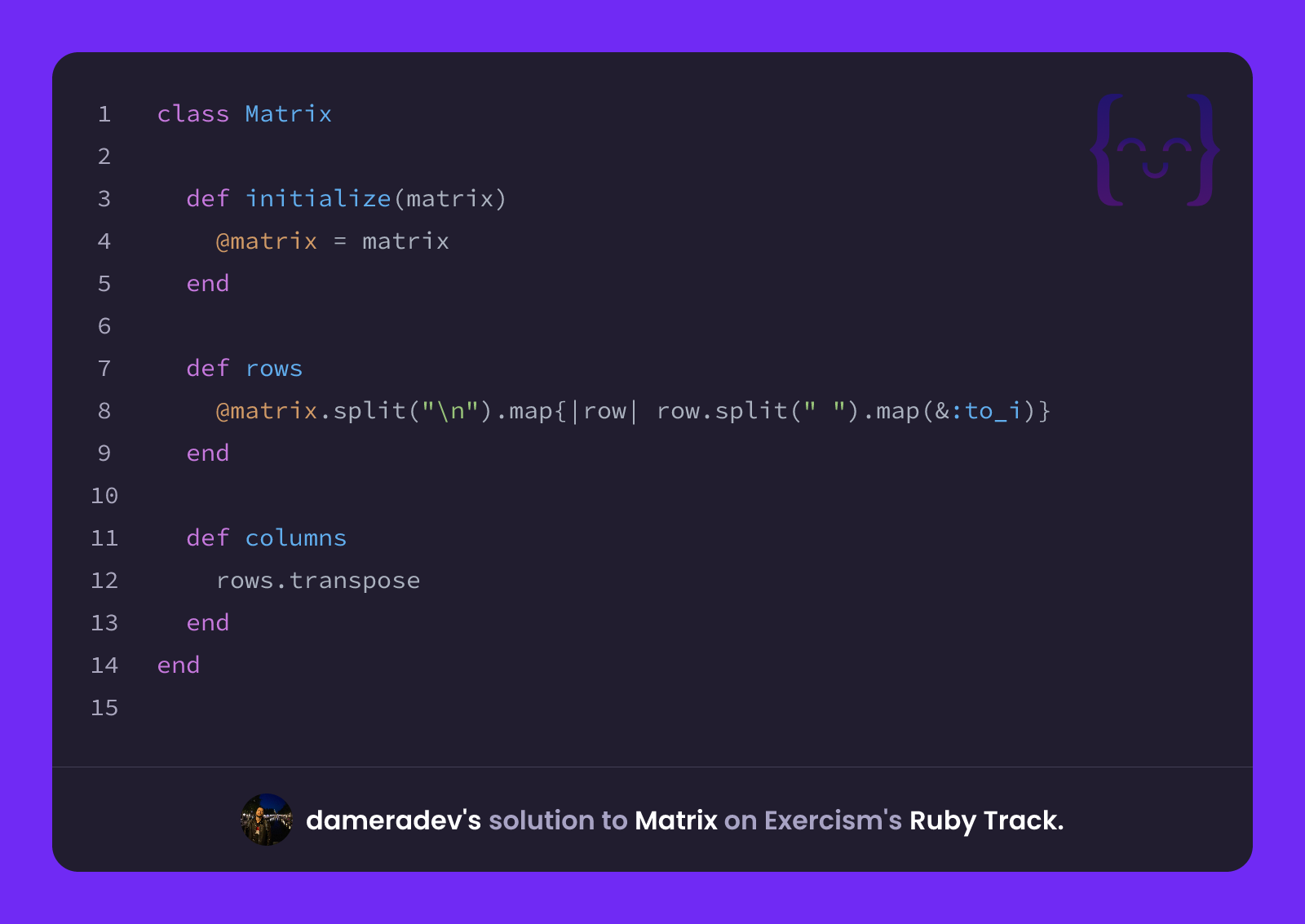 dameradev's solution for Matrix in Ruby on Exercism