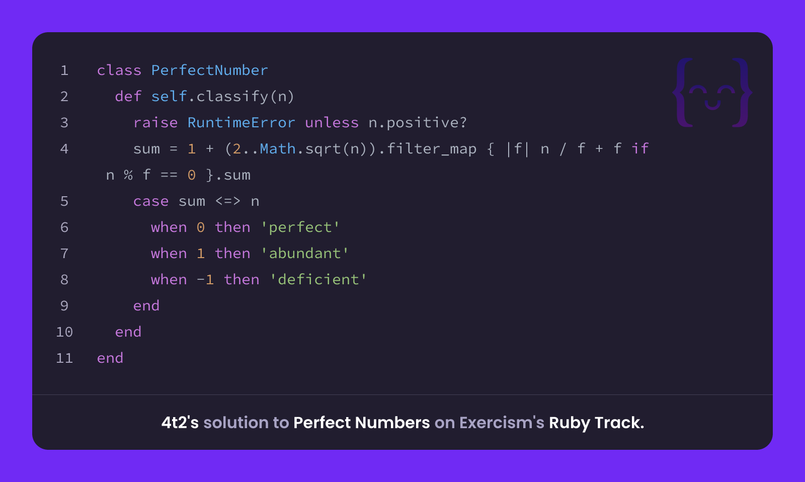 4t2's solution for Perfect Numbers in Ruby on Exercism