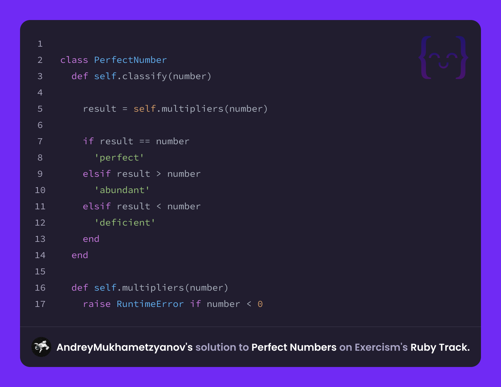 AndreyMukhametzyanov's solution for Perfect Numbers in Ruby on Exercism