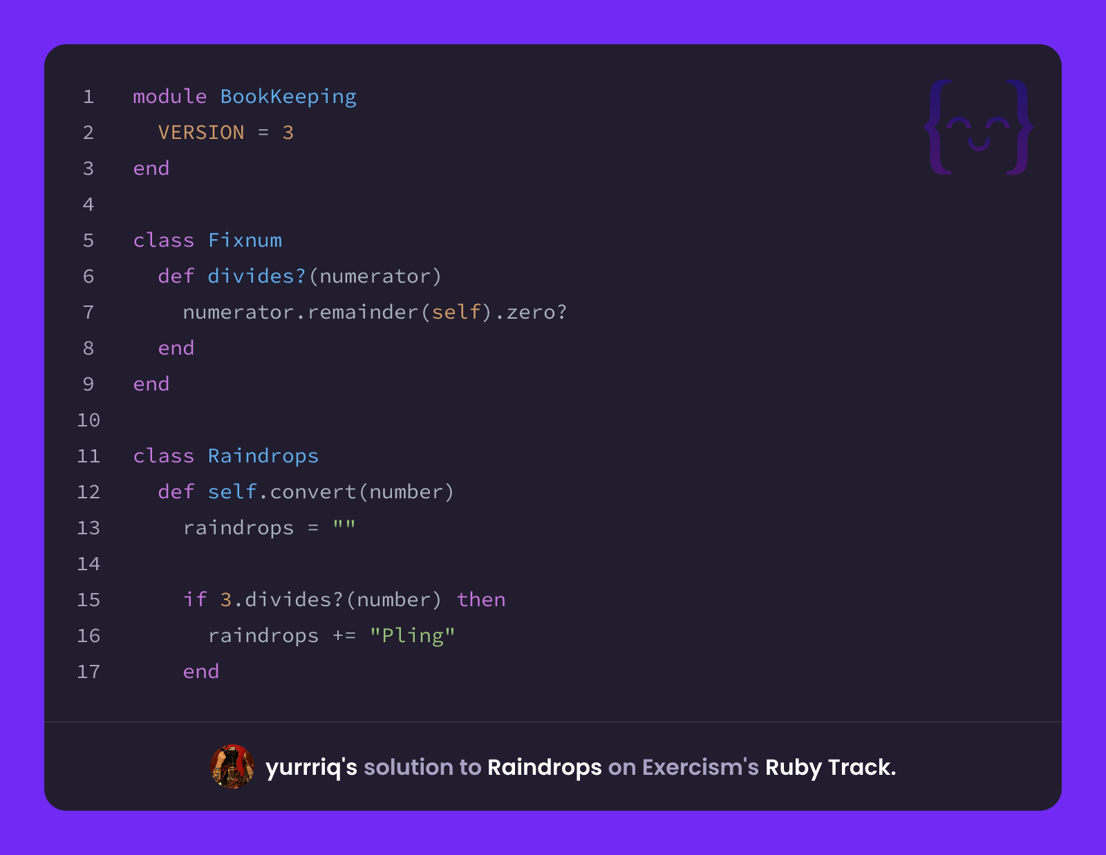yurrriq's solution for Raindrops in Ruby on Exercism