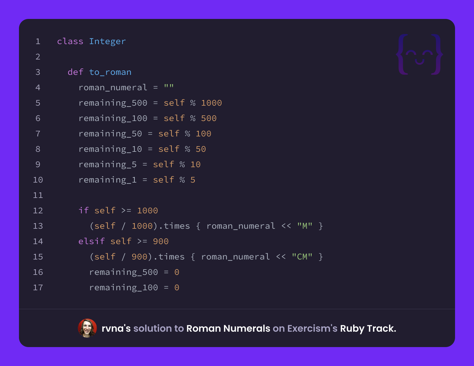rvna's solution for Roman Numerals in Ruby on Exercism