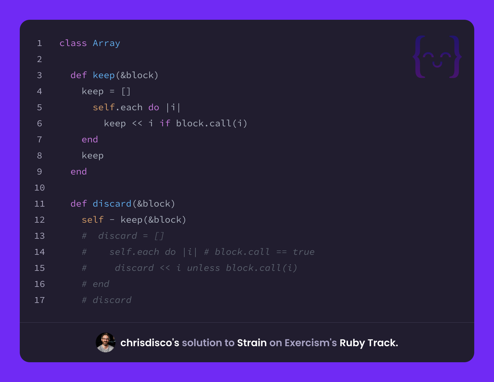 chrisdisco's solution for Strain in Ruby on Exercism