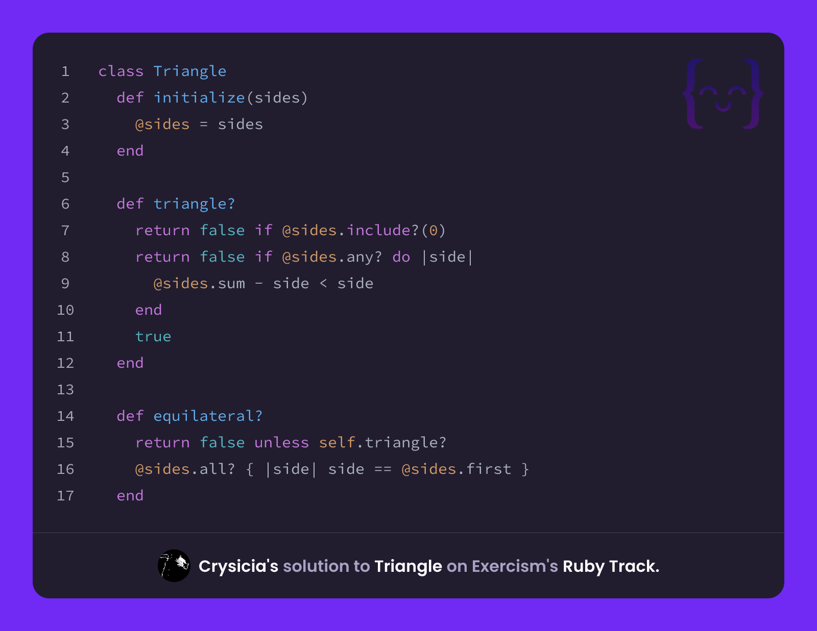 Crysicia's solution for Triangle in Ruby on Exercism