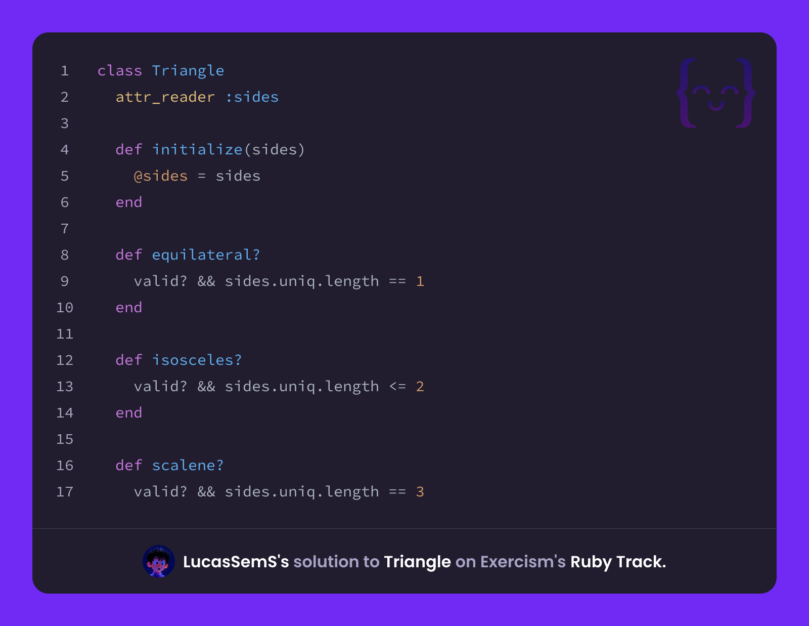 LucasSemS's solution for Triangle in Ruby on Exercism