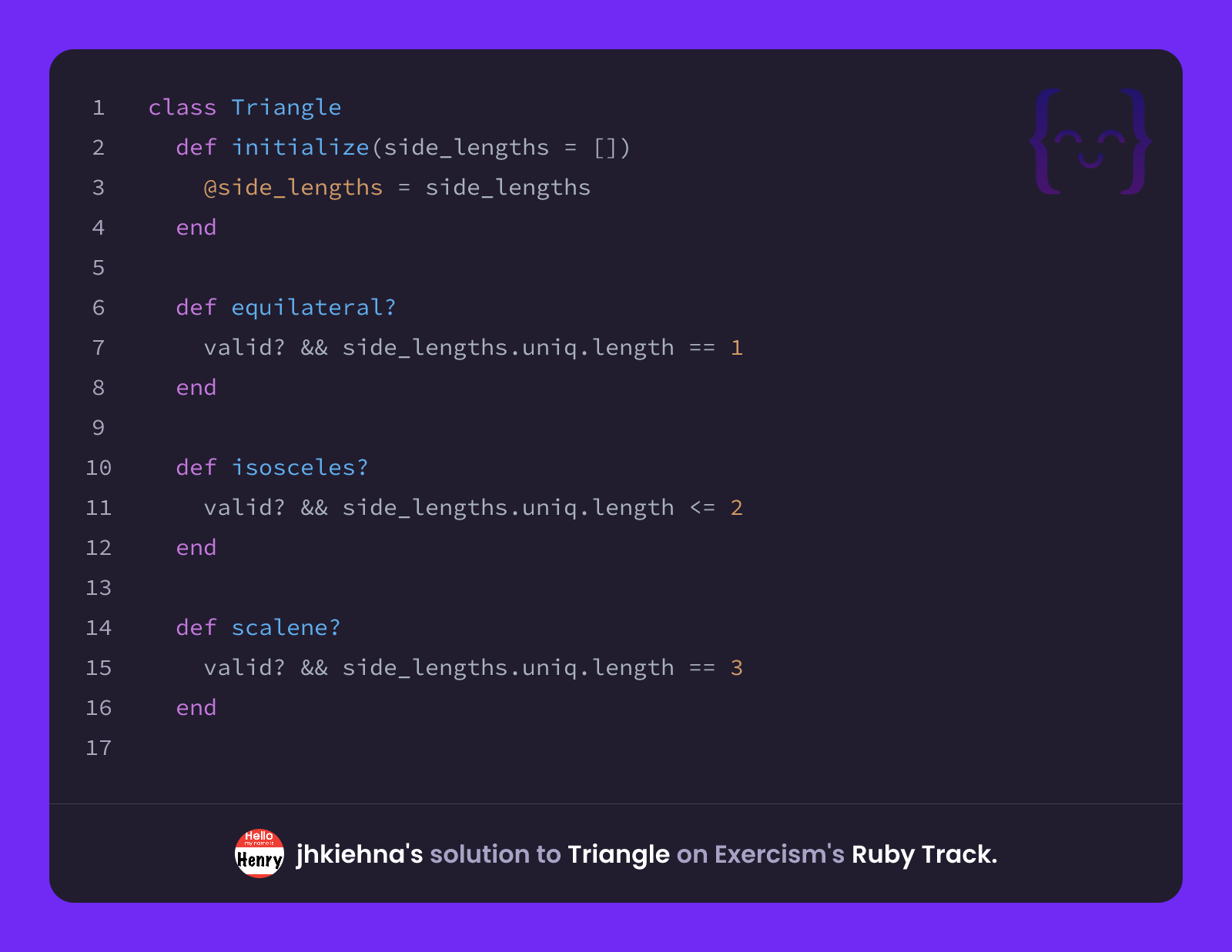 jhkiehna's solution for Triangle in Ruby on Exercism