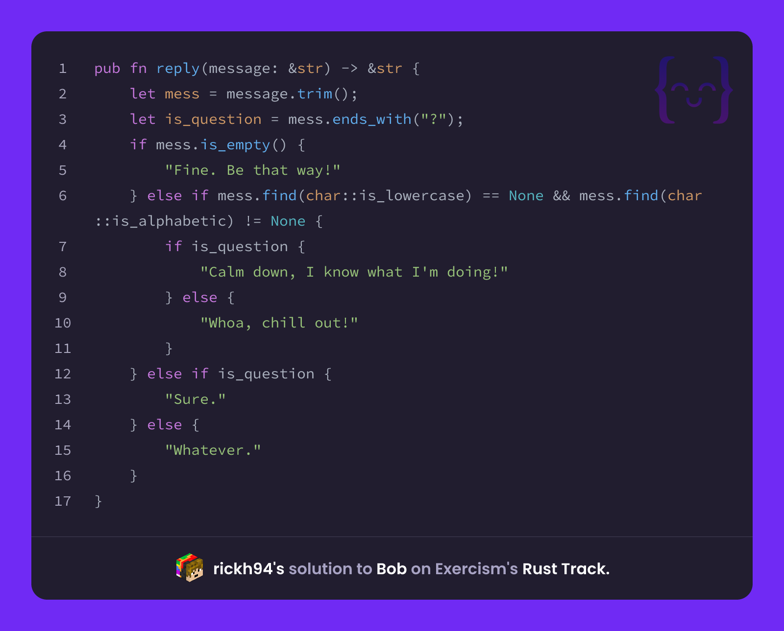 rickh94's solution for Bob in Rust on Exercism