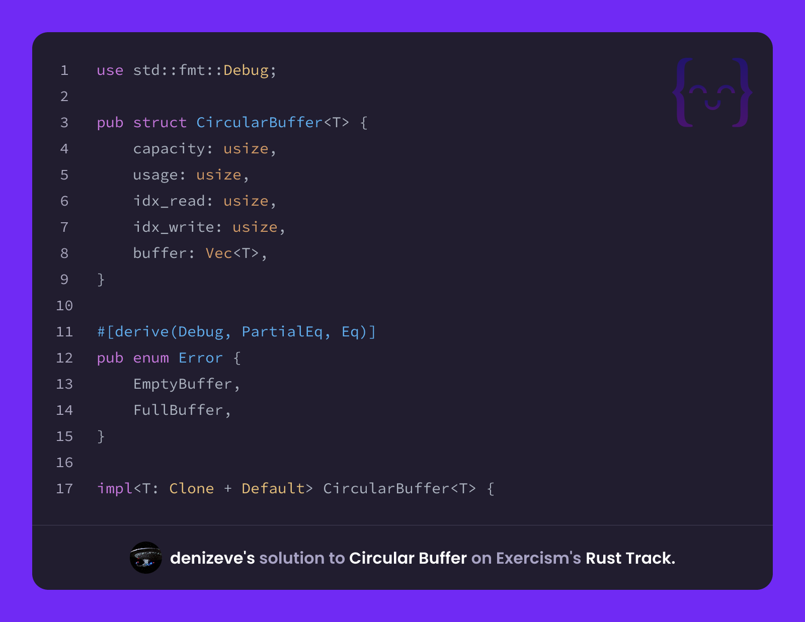 denizeve's solution for Circular Buffer in Rust on Exercism