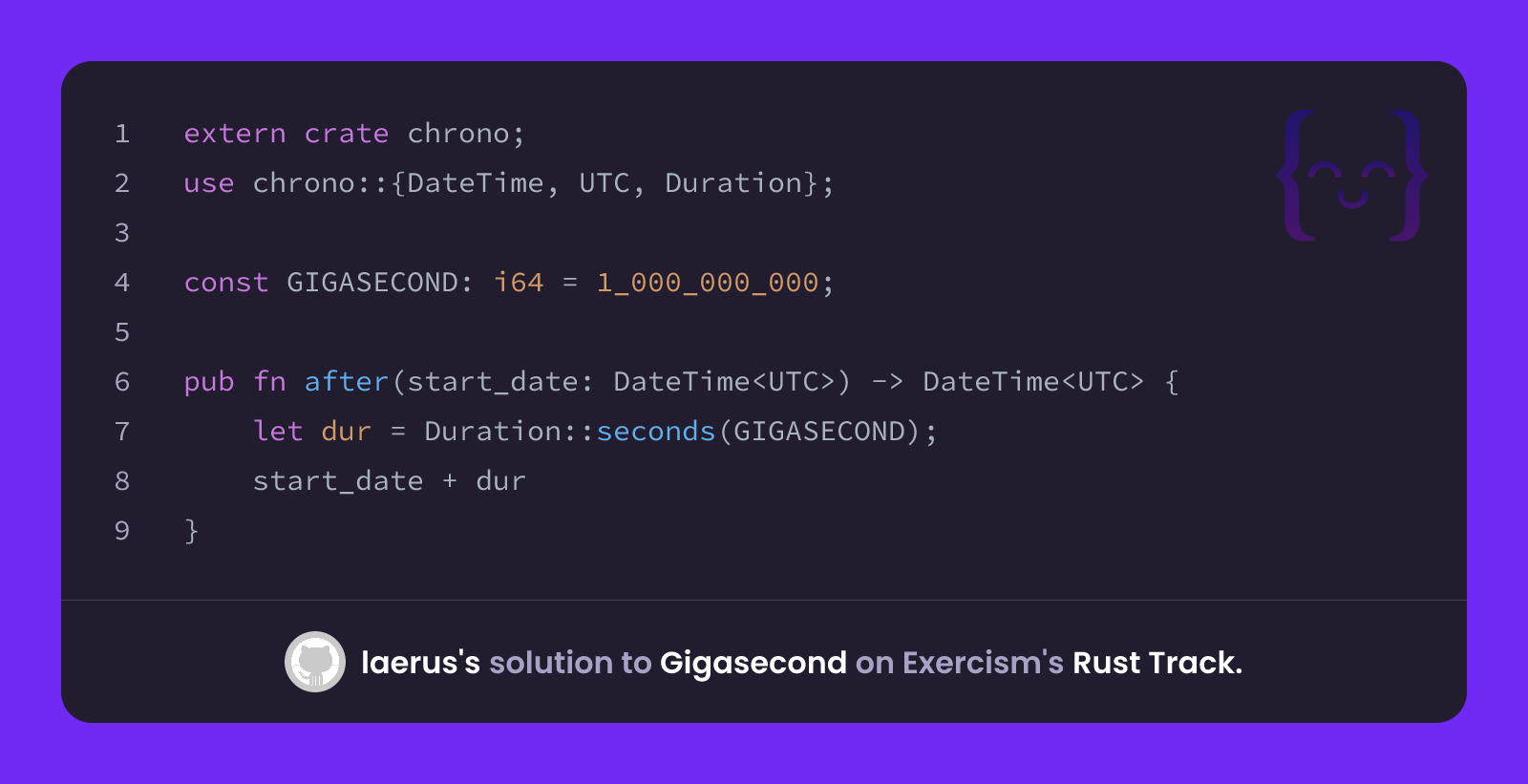 laerus's solution for Gigasecond in Rust on Exercism