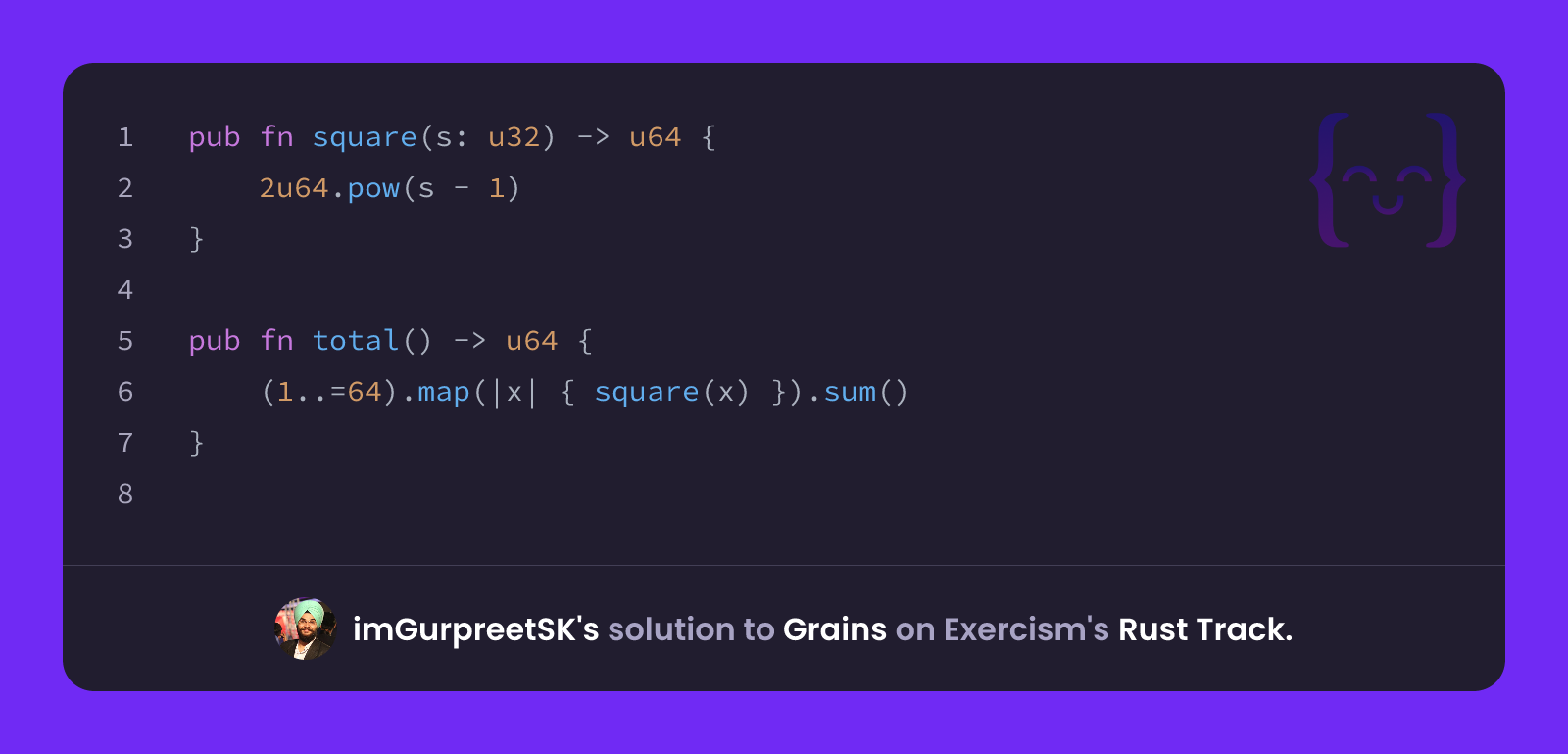imGurpreetSK's solution for Grains in Rust on Exercism
