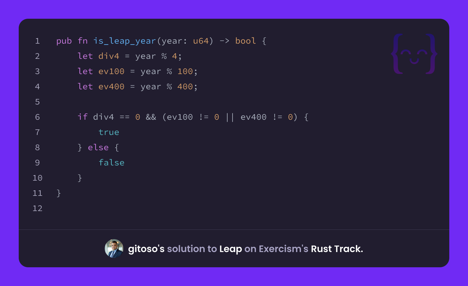 gitoso's solution for Leap in Rust on Exercism