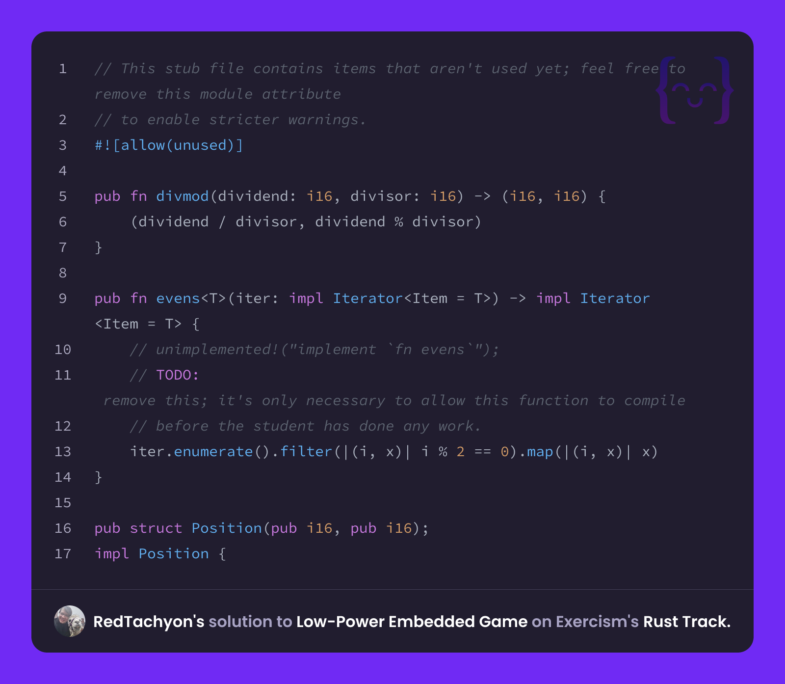 RedTachyon's solution for Low-Power Embedded Game in Rust on Exercism