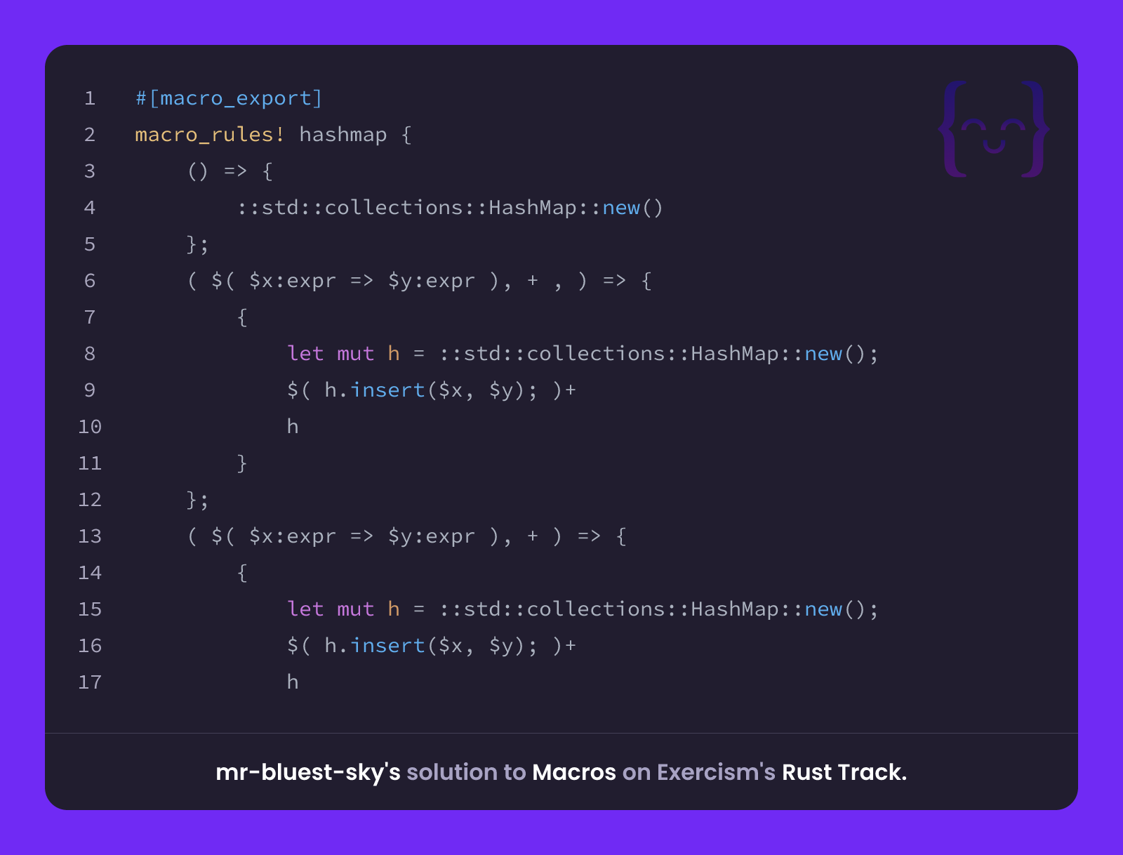 mr-bluest-sky's solution for Macros in Rust on Exercism