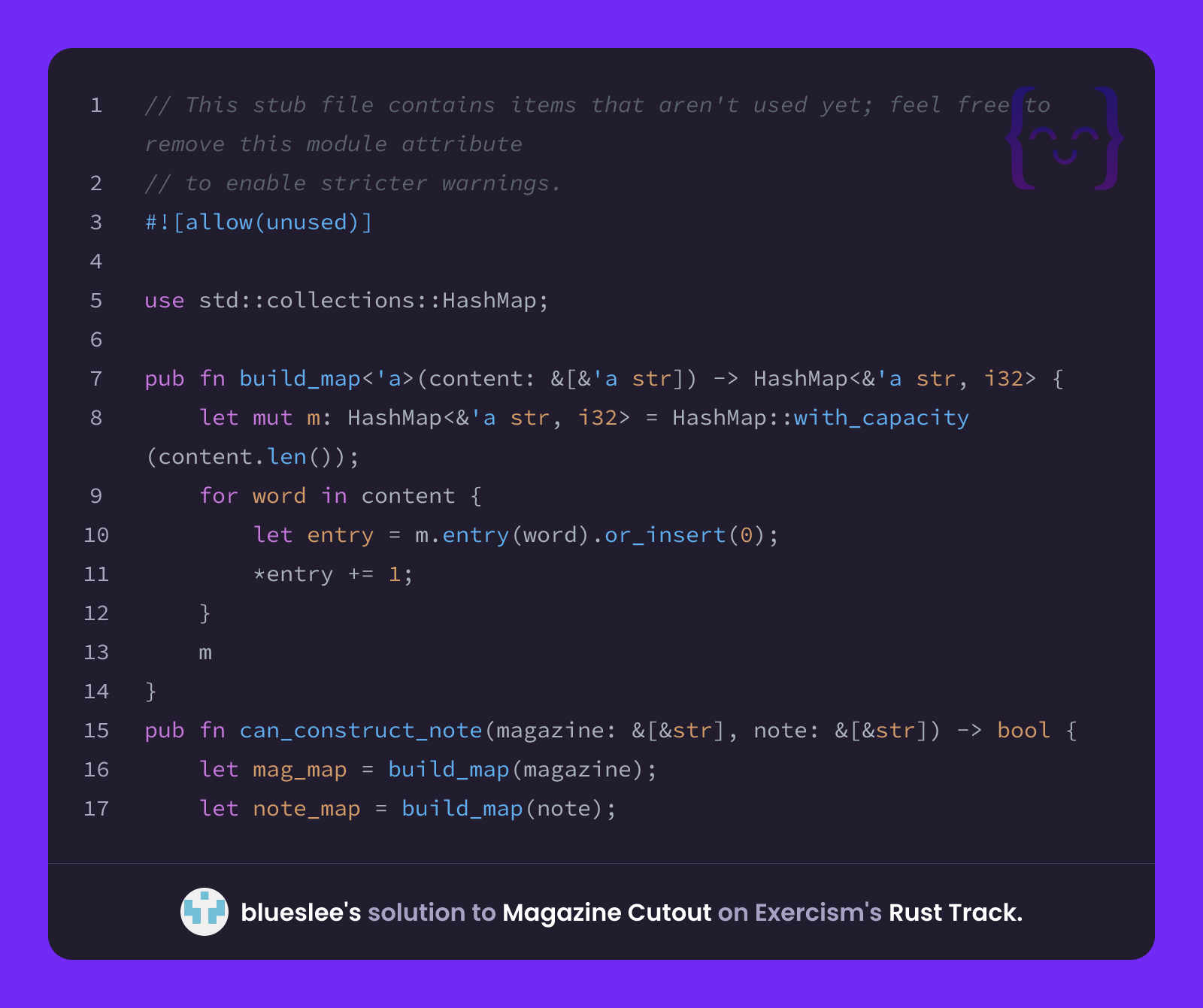 blueslee's solution for Magazine Cutout in Rust on Exercism