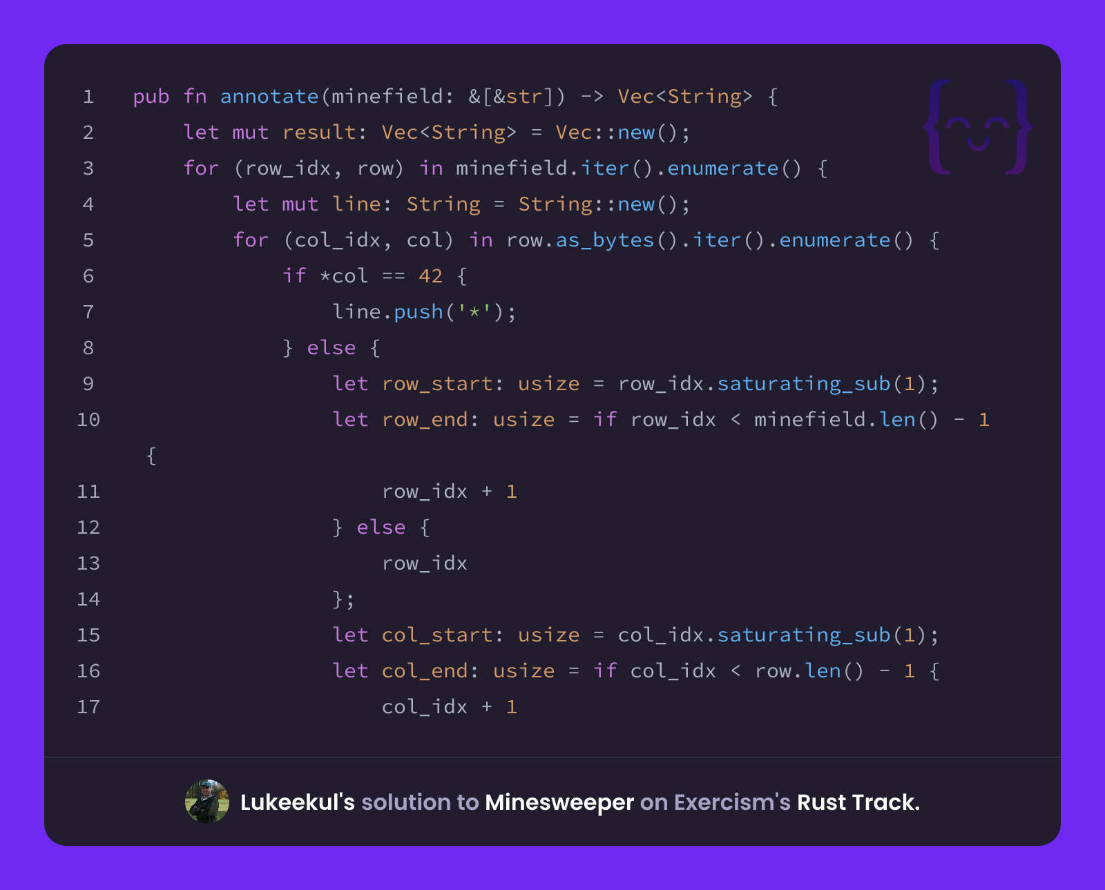 Lukeekul's solution for Minesweeper in Rust on Exercism
